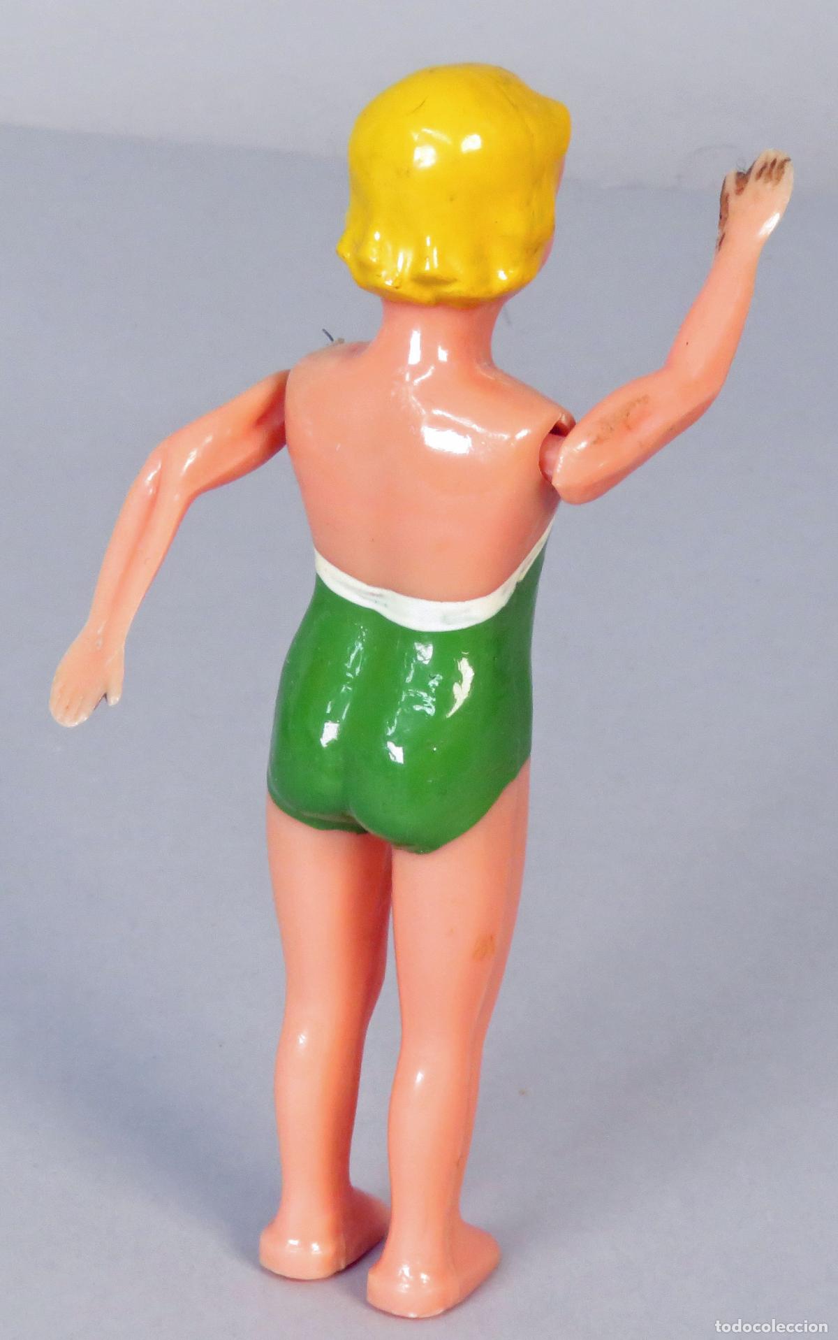Mu&ntilde;ecas celuloide: Mu&ntilde;eca nadadora celuloide a&ntilde;os 40 - 50 13 cm - Foto 3
