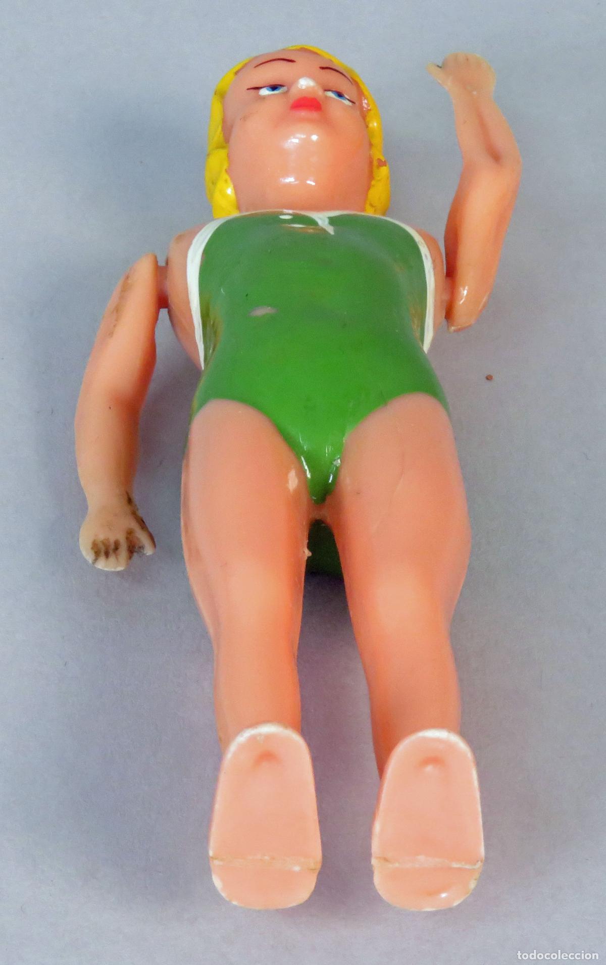 Mu&ntilde;ecas celuloide: Mu&ntilde;eca nadadora celuloide a&ntilde;os 40 - 50 13 cm - Foto 5