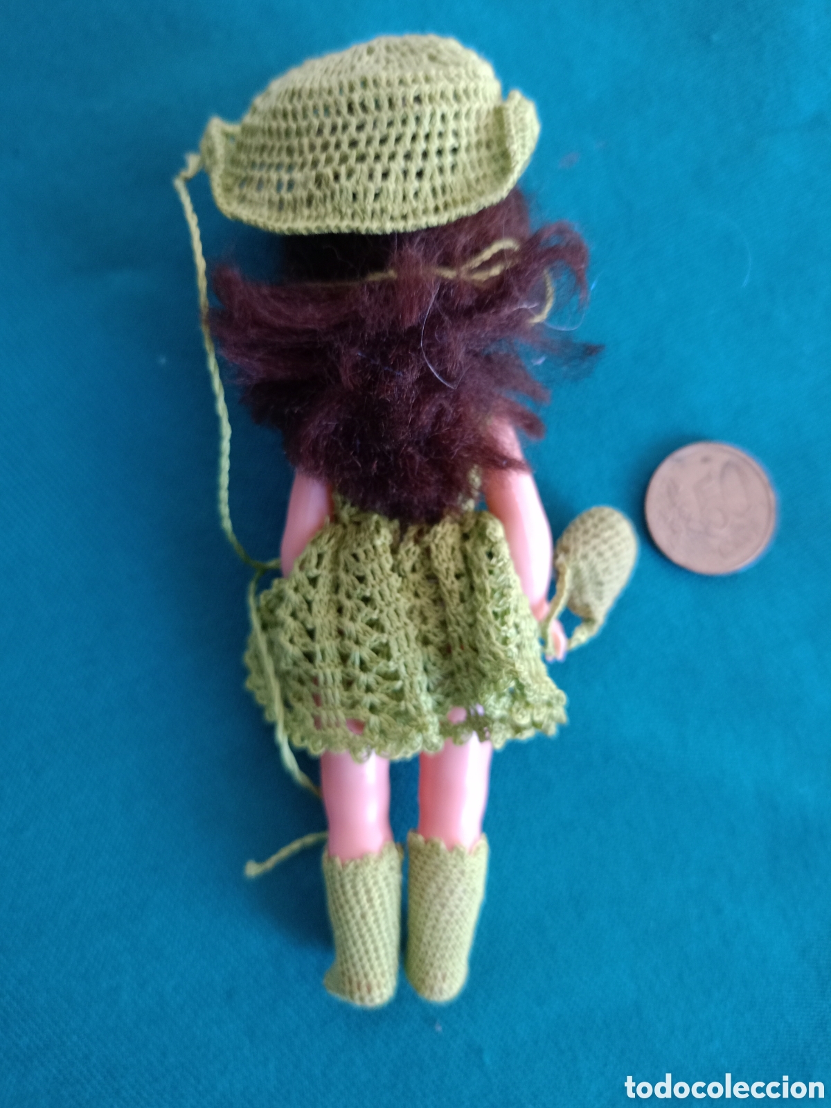 Mu&ntilde;ecas celuloide: ANTIGUA MU&Ntilde;ECA CELULOIDE TRAJE VERDE - Foto 2