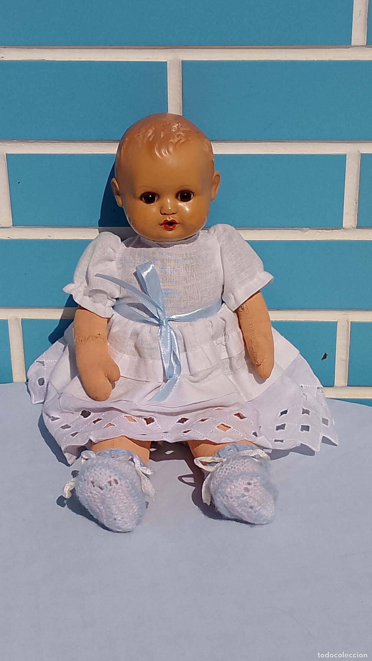 Mu&ntilde;ecas celuloide: Antiguo mu&ntilde;eco beb&eacute; alem&aacute;n Cellba de trapo y celuloide de los a&ntilde;os 30 - Foto 4