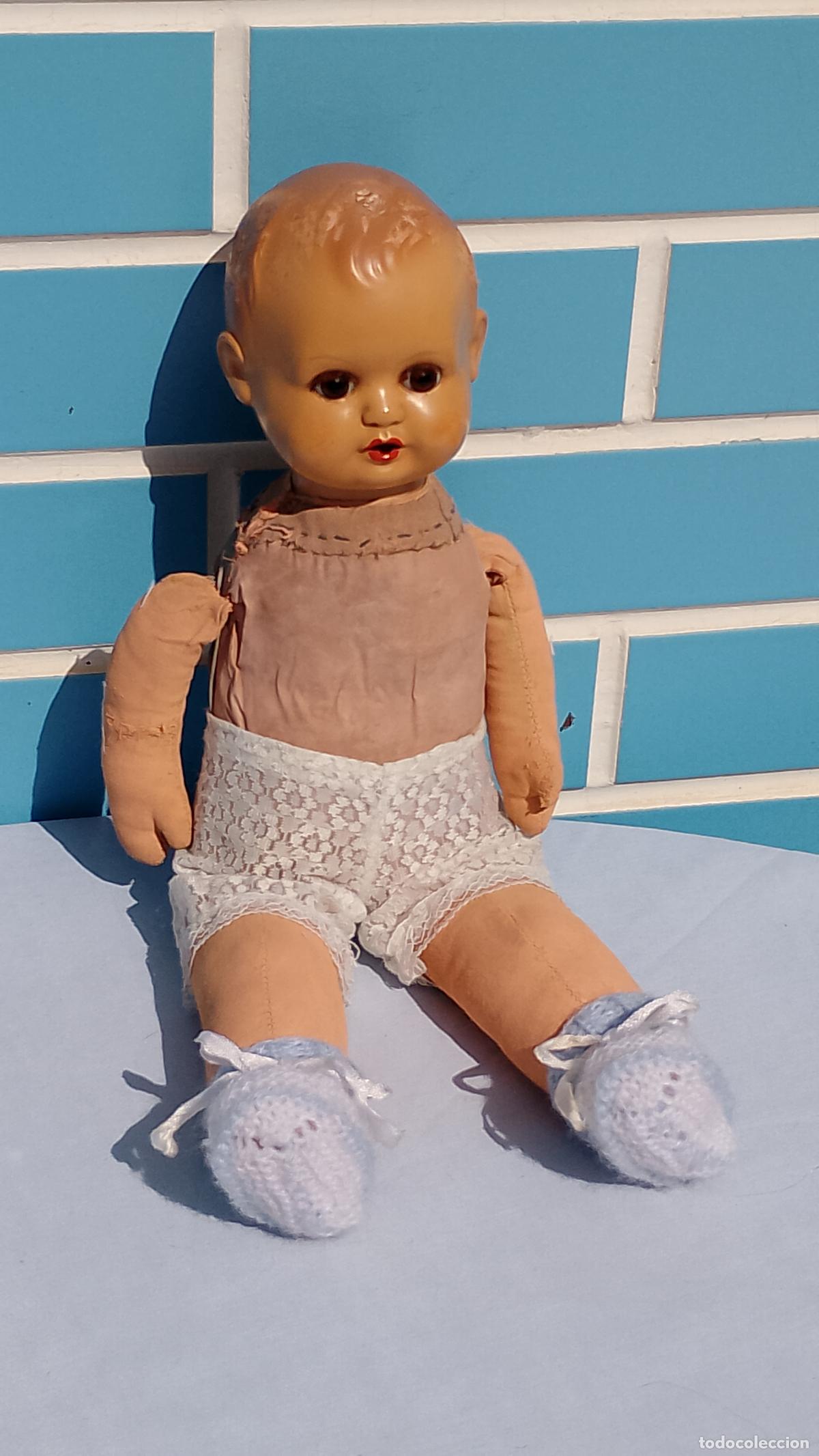Mu&ntilde;ecas celuloide: Antiguo mu&ntilde;eco beb&eacute; alem&aacute;n Cellba de trapo y celuloide de los a&ntilde;os 30 - Foto 5