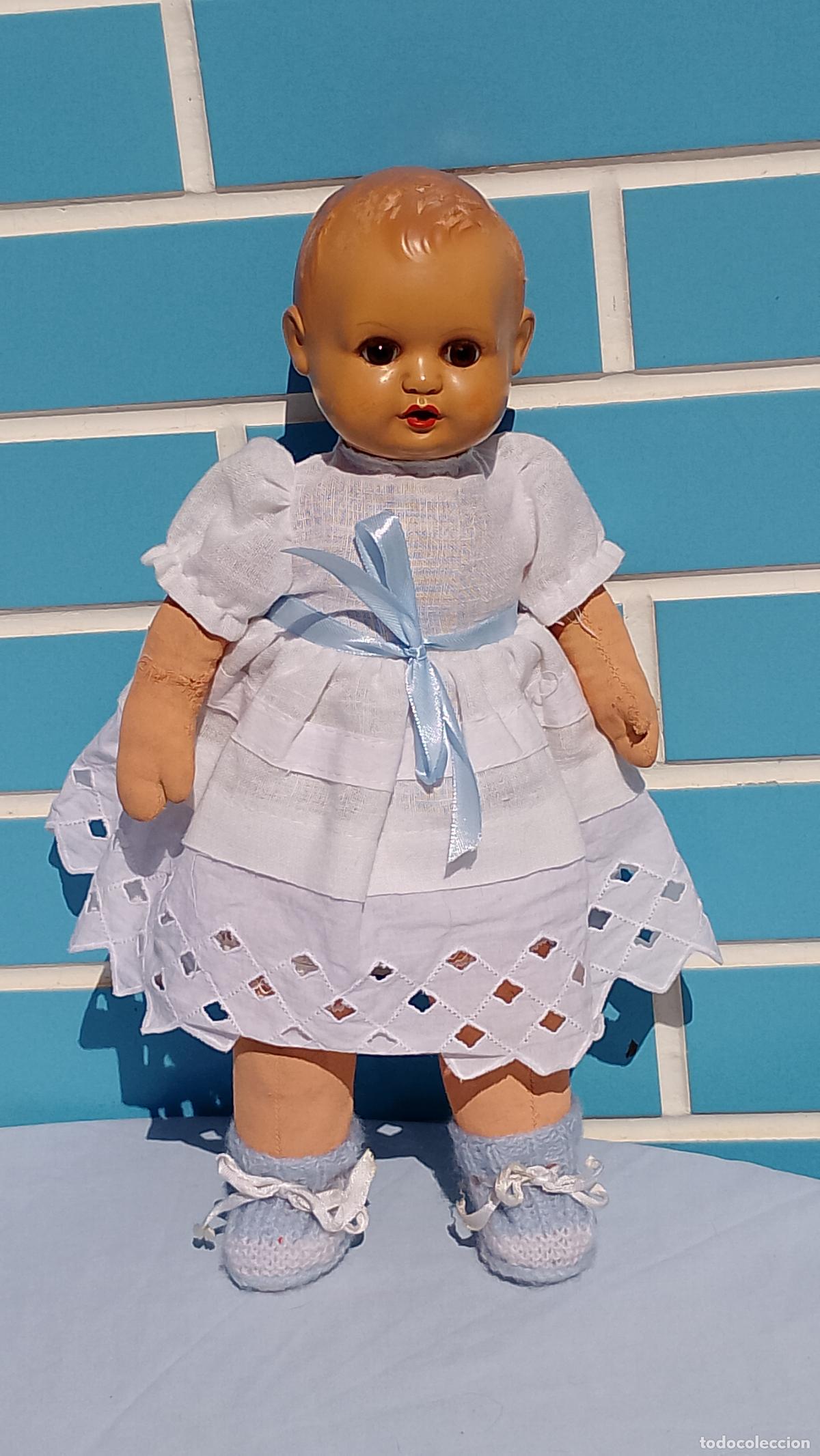 Mu&ntilde;ecas celuloide: Antiguo mu&ntilde;eco beb&eacute; alem&aacute;n Cellba de trapo y celuloide de los a&ntilde;os 30 - Foto 1