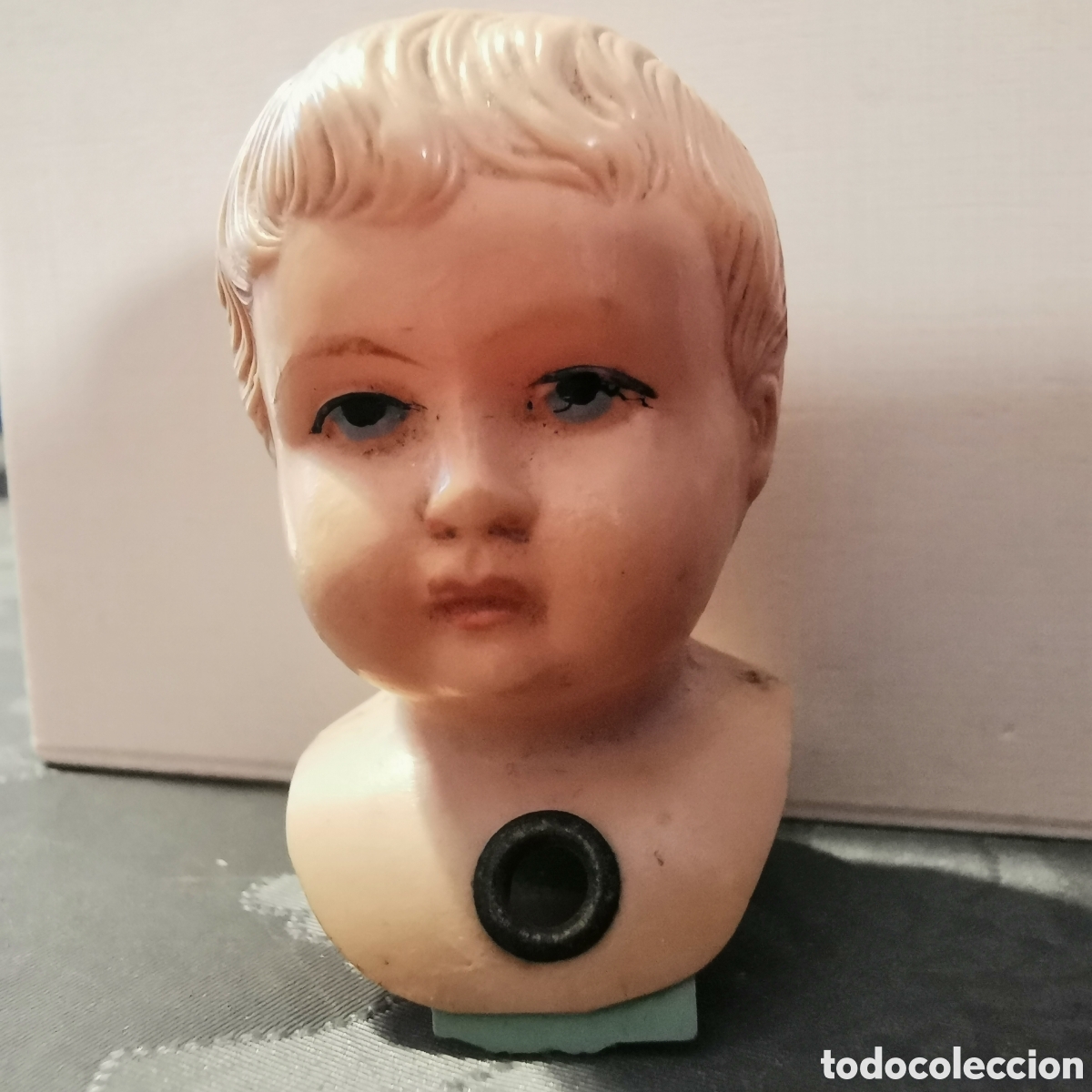Mu&ntilde;ecas celuloide: Cabeza de antiguo mu&ntilde;eco celuloide 5cm - Foto 1