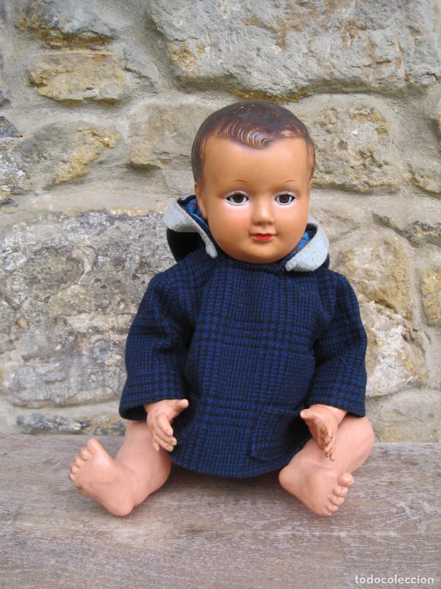 Mu&ntilde;ecas Celuloide: PRECIOSO MU&Ntilde;ECO DE CELULOIDE - PETITCOLLIN - FRANCIA - OJOS DURMIENTES - MARCA &Aacute;GUILA - A&Ntilde;OS 40