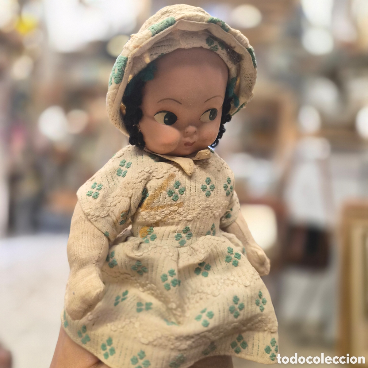 Mu&ntilde;ecas celuloide: Mu&ntilde;eca antigua cabeza celuloide cuerpo de trapo - Foto 2