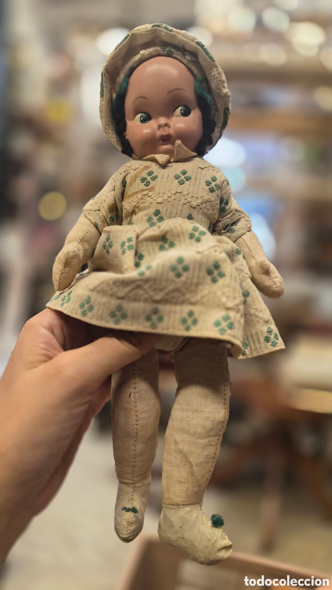 Mu&ntilde;ecas celuloide: Mu&ntilde;eca antigua cabeza celuloide cuerpo de trapo - Foto 4