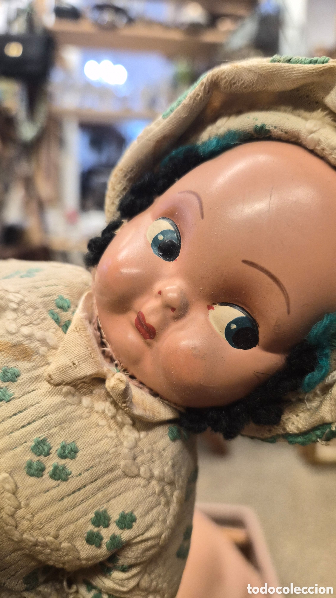 Mu&ntilde;ecas celuloide: Mu&ntilde;eca antigua cabeza celuloide cuerpo de trapo - Foto 7