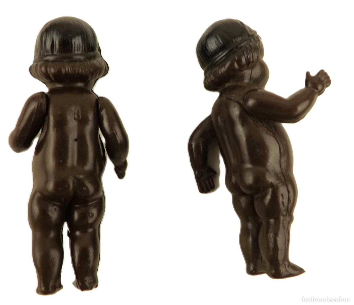 Mu&ntilde;ecas celuloide: Pareja de antiguos mu&ntilde;ecos miniatura de celuloide. D&eacute;cada de los 50 - Foto 3