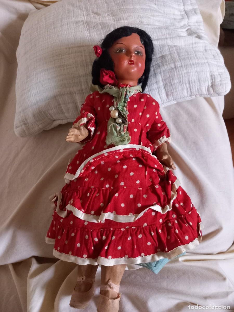 Mu&ntilde;ecas celuloide: ANTIGUA MU&Ntilde;ECA CELULOIDE Y CART&Oacute;N PIEDRA