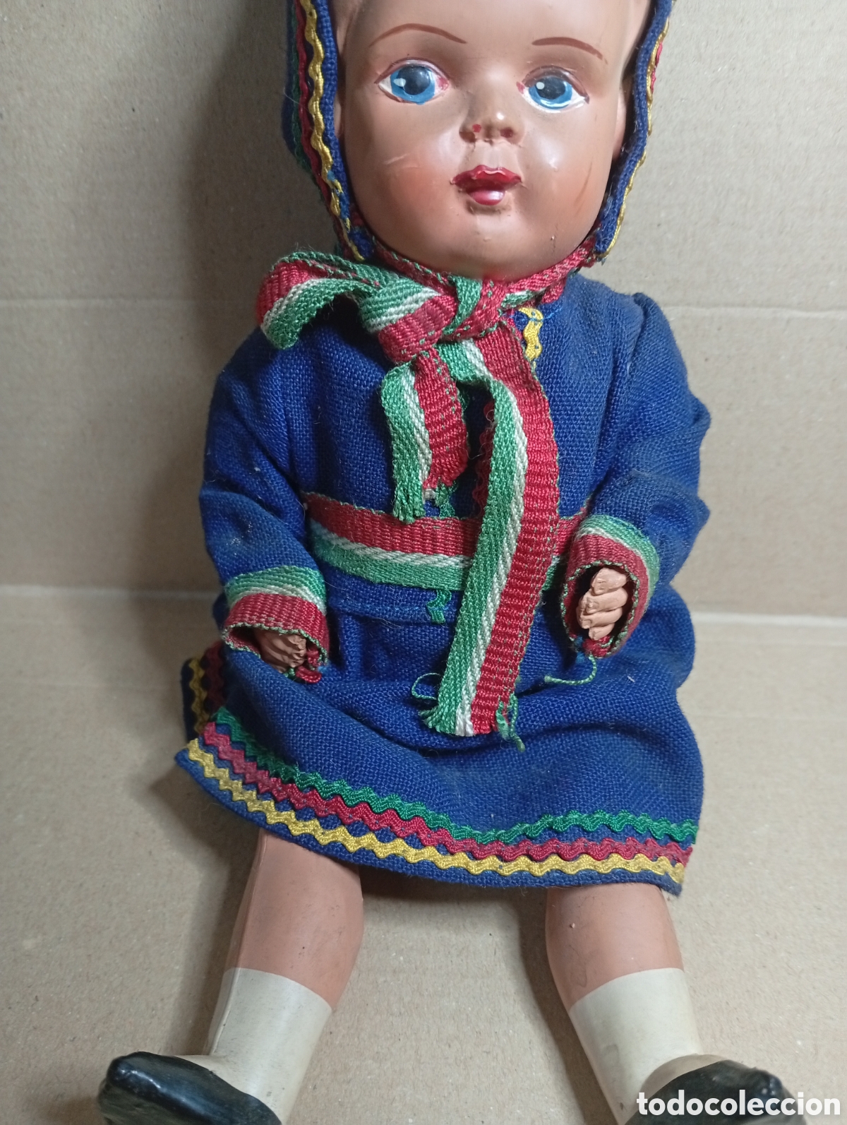 Mu&ntilde;ecas celuloide: Mu&ntilde;eca antigua vestido original - Foto 2