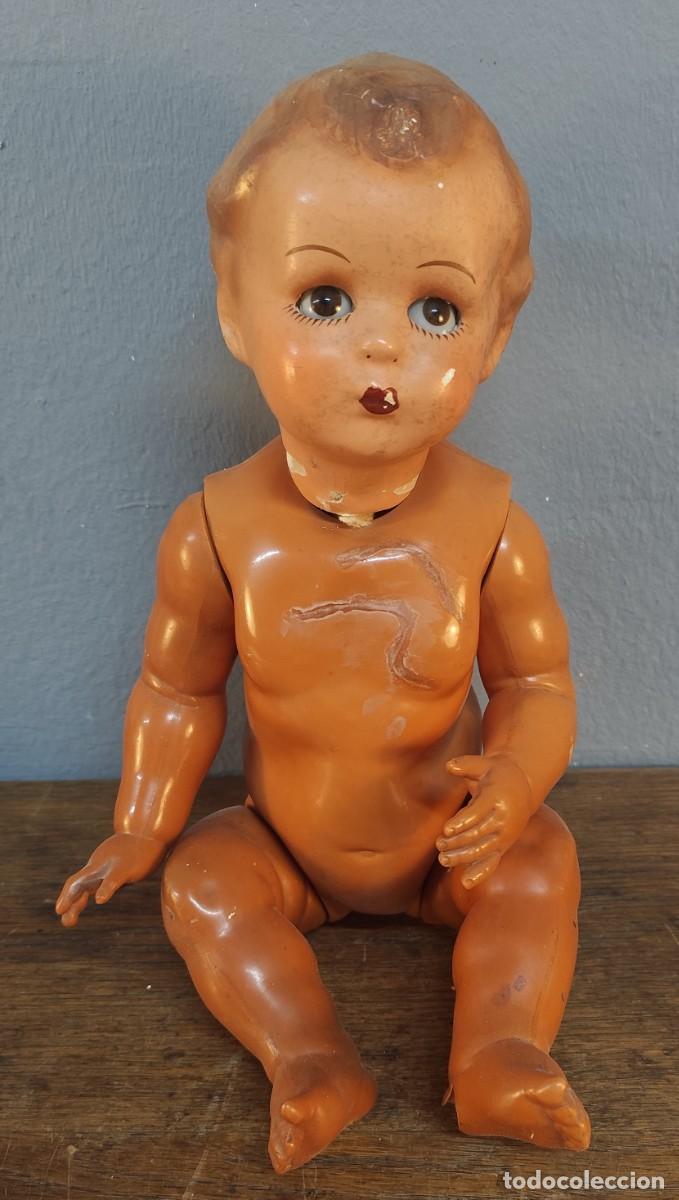 Mu&ntilde;ecas celuloide: Mu&ntilde;eco antiguo articulado de celuloide, ojos cristal, para restaurar