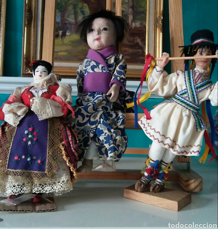 Muñecas Composición: 3 munecas tradicionales - Japón - Romania - Servia - Foto 1 - 282548238