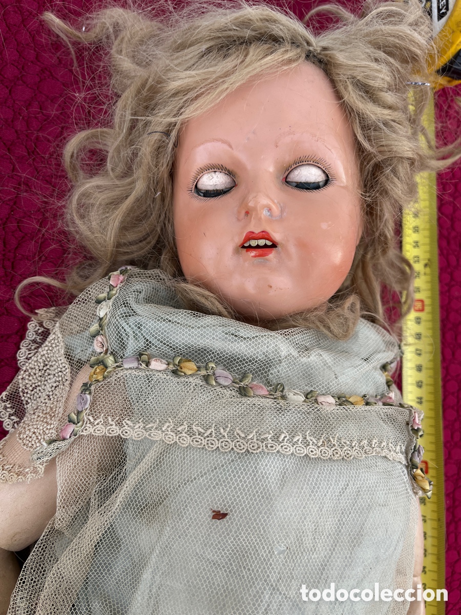 Mu&ntilde;ecas composici&oacute;n: Mu&ntilde;eca francesa antigua madera y celuloide - Foto 2