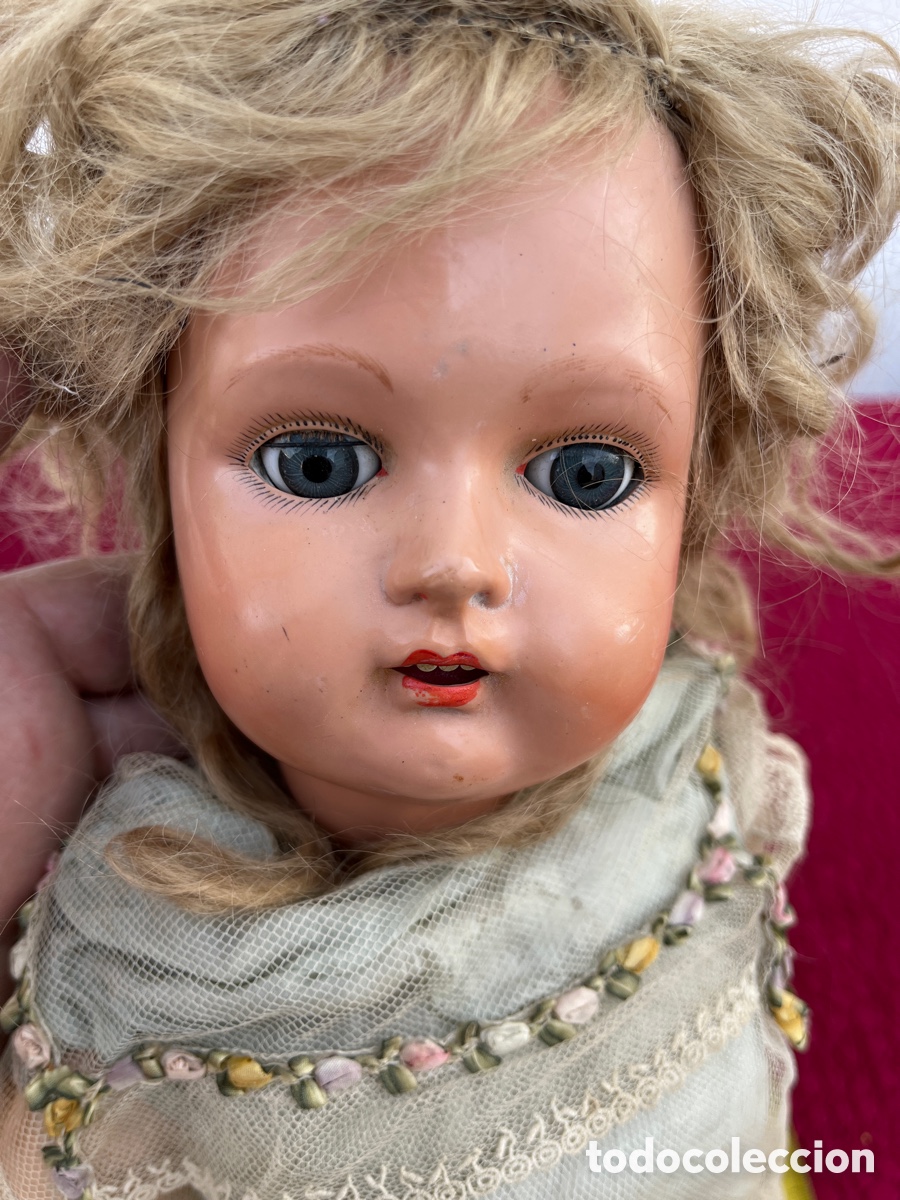 Mu&ntilde;ecas composici&oacute;n: Mu&ntilde;eca francesa antigua madera y celuloide - Foto 3