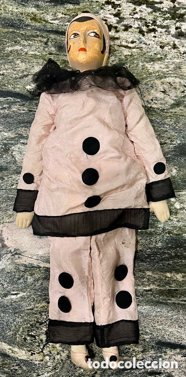 Mu&ntilde;ecas composici&oacute;n: Arlequ&iacute;n antiguo con traje original. - Foto 2
