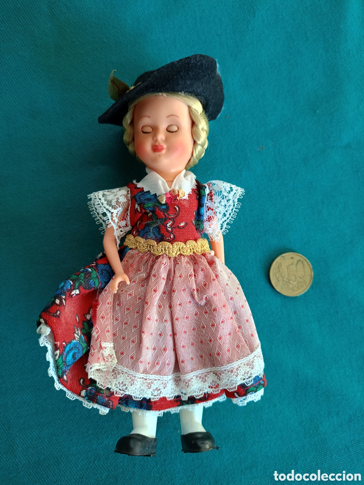 Mu&ntilde;ecas composici&oacute;n: ANTIGUA MU&Ntilde;ECA CON SOMBRERO Y TRENZAS - Foto 2