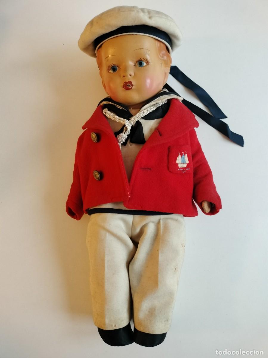 Mu&ntilde;ecas composici&oacute;n: Mu&ntilde;eco infantil tipo &ldquo;marinero&rdquo; europeo a&ntilde;os 1940 con ropa original.