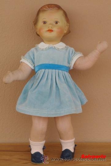 Moderne spanische Puppen: Mu&ntilde;eca francesa de cabeza terracota y cuerpo de trapo totalmente articulado. Raro!!!! Muy antigua