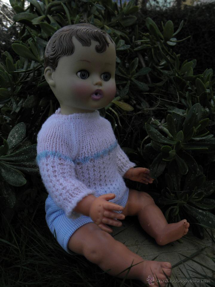 Mu&ntilde;ecas Espa&ntilde;olas Modernas: Mu&ntilde;eco beb&eacute; antiguo hecho en Italia, de 43 cm de pelo moldeado