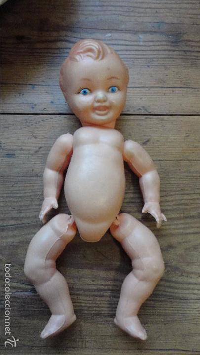 Bambole Spagnole Moderne: ANTIGUA MU&Ntilde;ECA DE PLASTICO.OJOS PINTADOS A MANO.SIGLO XX.