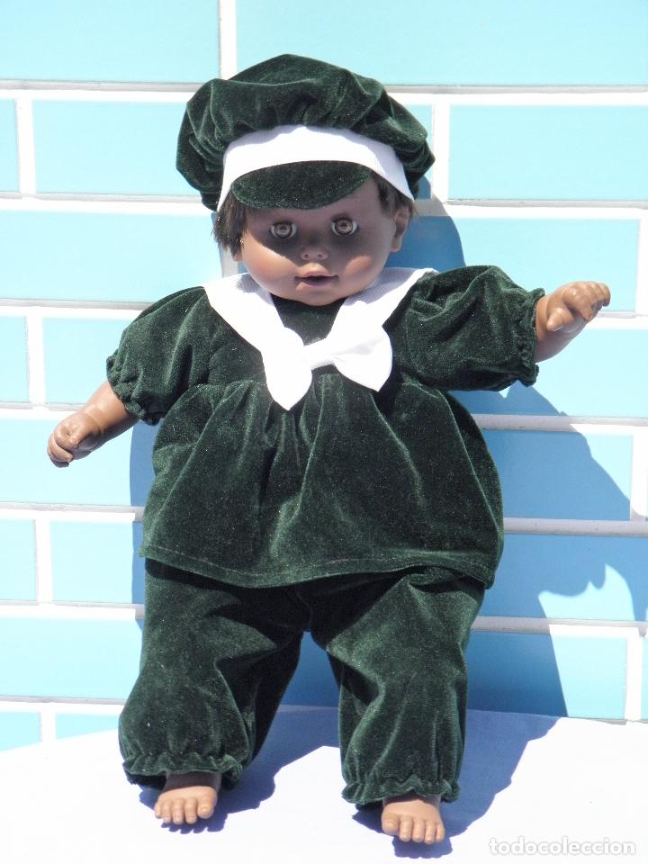 Mu&ntilde;ecas Espa&ntilde;olas Modernas: Antiguo mu&ntilde;eco beb&eacute; mulato de 50 cm no jugado