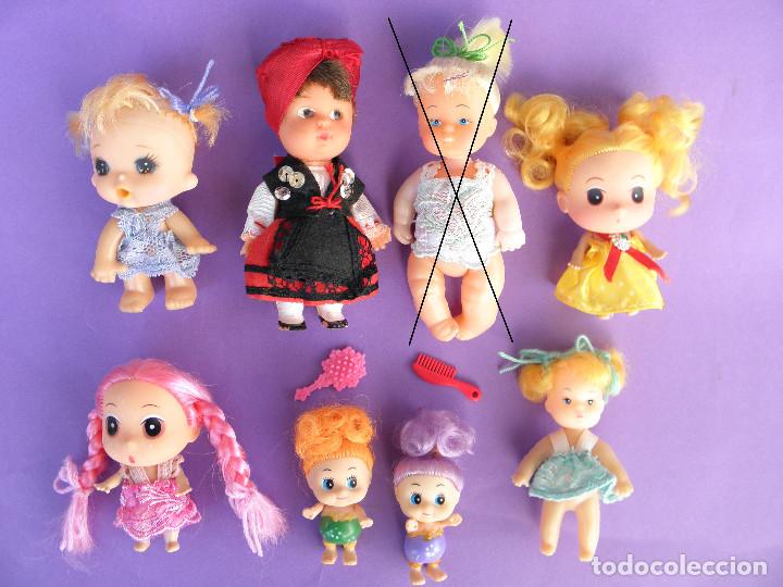Mu&ntilde;ecas Espa&ntilde;olas Modernas: Lote de 7 mu&ntilde;ecas antiguas surtidas, una de ellas Woozie Doll