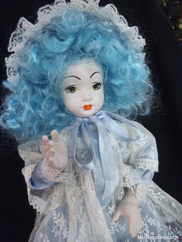 Mu&ntilde;ecas espa&ntilde;olas modernas: MU&Ntilde;ECA PORCELANA -ENCAJE- ( AZUL ) - Foto 4