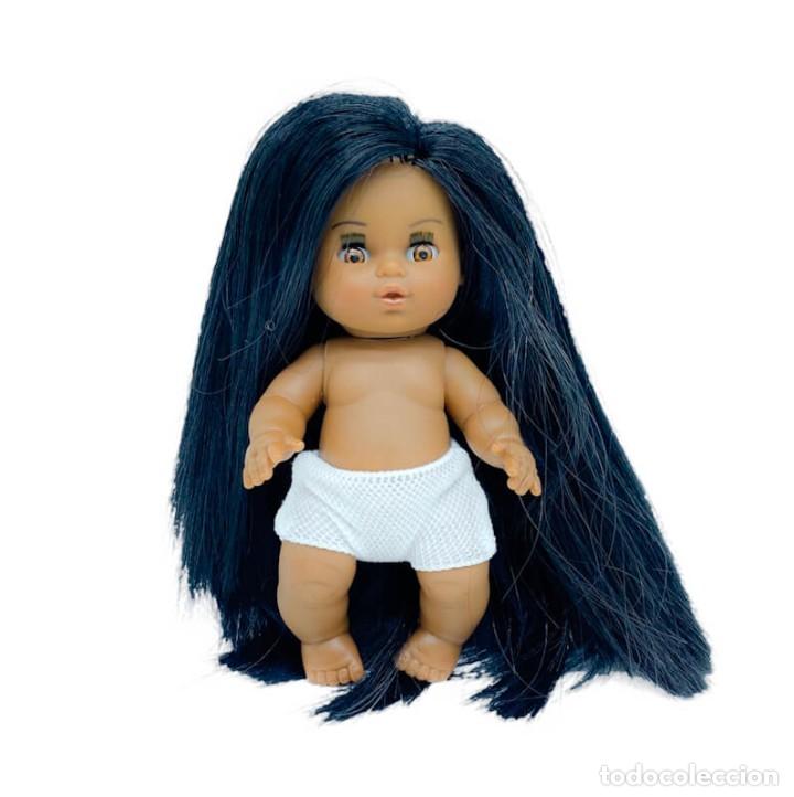Poup&eacute;es Espagnoles Modernes: Mu&ntilde;eca mini Cocoletas 15 cm desnuda negra mulata pelo liso extra largo edici&oacute;n 2022