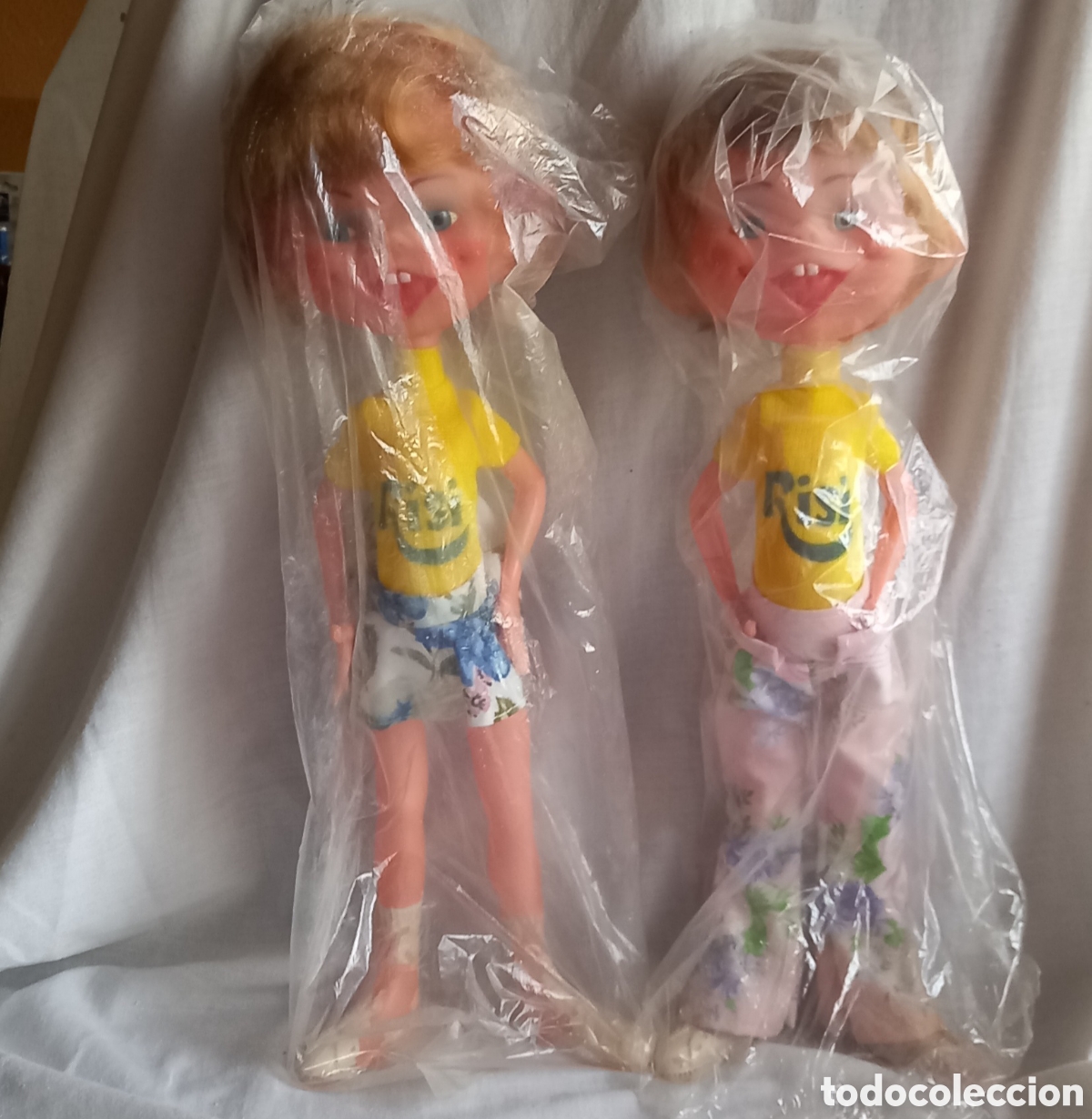 Mu&ntilde;ecas espa&ntilde;olas modernas: PAREJA DE MU&Ntilde;ECOS RISI EN SU BOLSA, ANTIGUOS - Foto 2