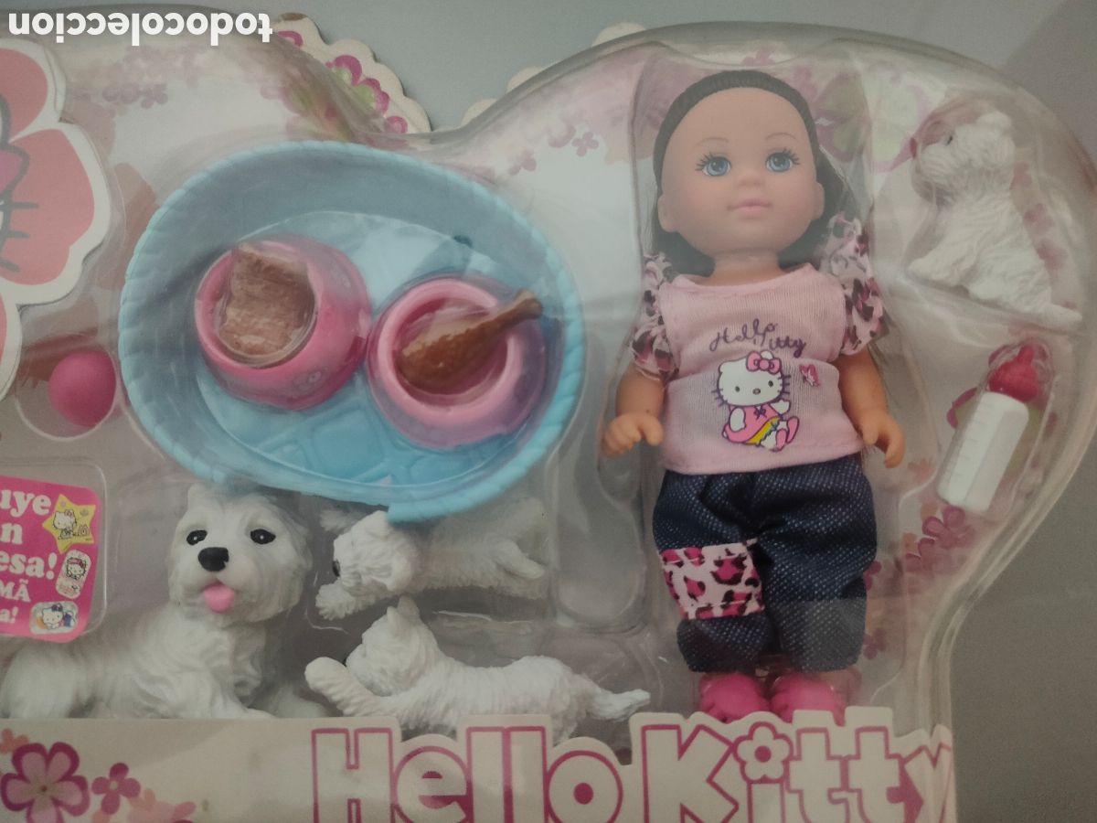 Mu&ntilde;ecas espa&ntilde;olas modernas: MU&Ntilde;ECA HELLO KITTY Y SUS MASCOTAS PERRITOS PRECINTADA SIMBA IMAN - Foto 2