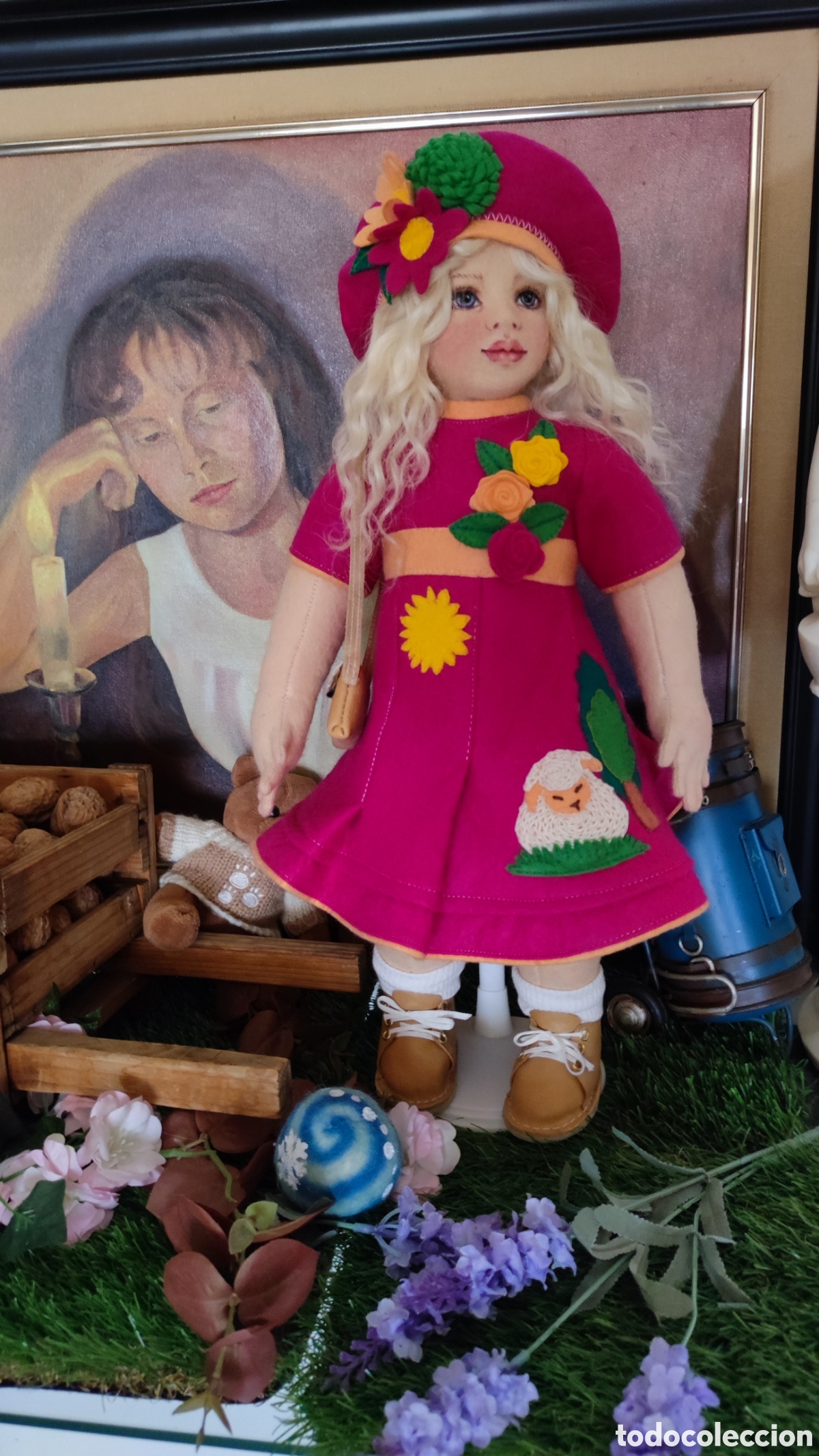 Mu&ntilde;ecas espa&ntilde;olas modernas: Mu&ntilde;eca de fieltro artesanal, 44 cm. - Foto 1