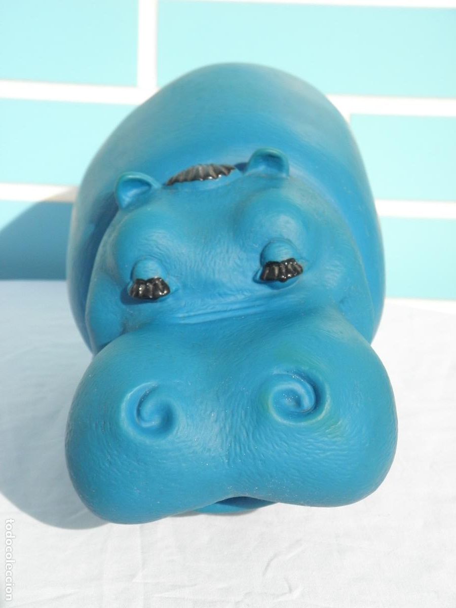 Mu&ntilde;ecas Espa&ntilde;olas Modernas: Antiguo mu&ntilde;eco juguete de goma Hipop&oacute;tamo Pipo de pa&ntilde;ales Ausonia
