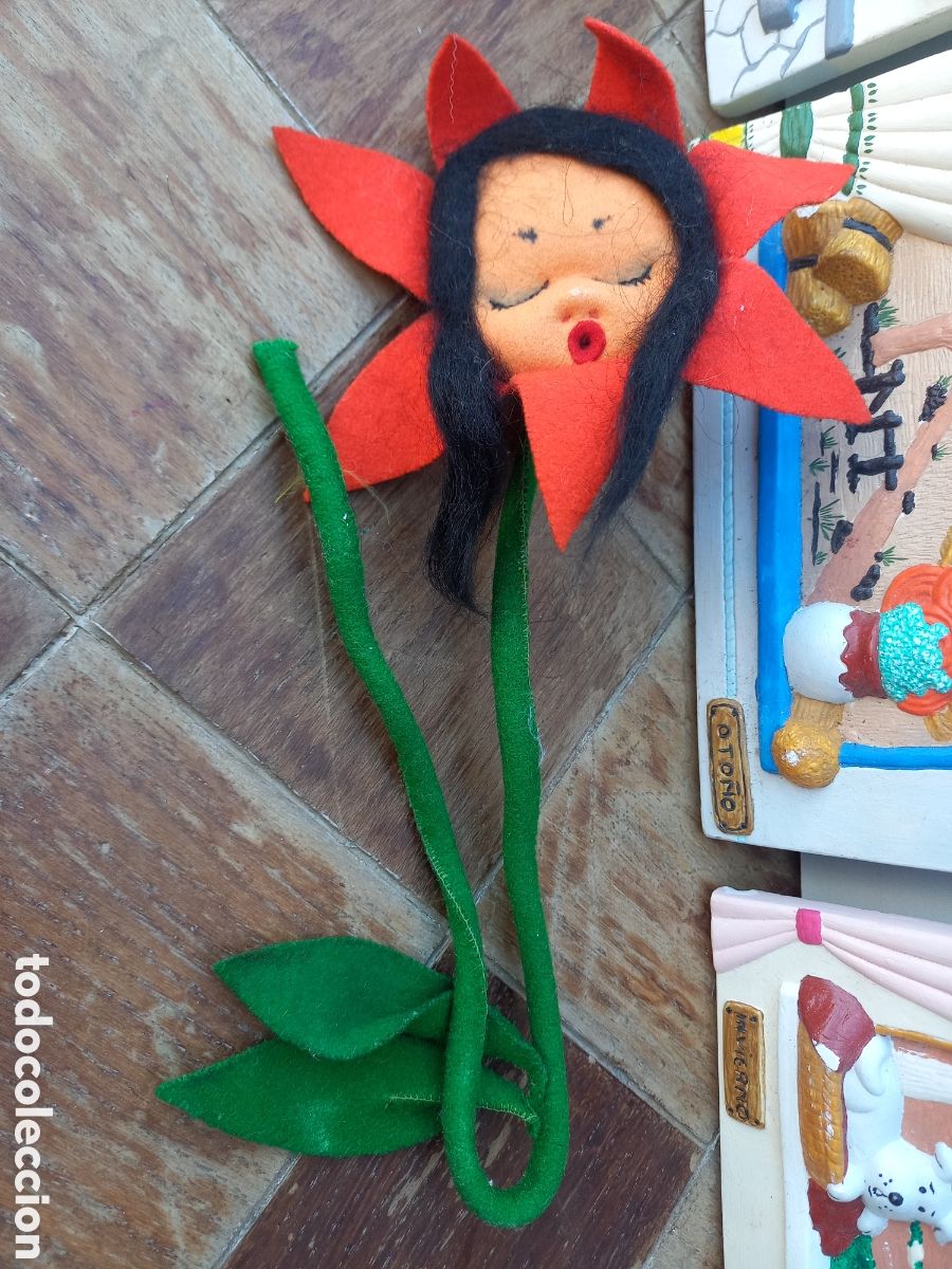 Mu&ntilde;ecas espa&ntilde;olas modernas: Flor fieltro con cara de mu&ntilde;eca - Foto 2
