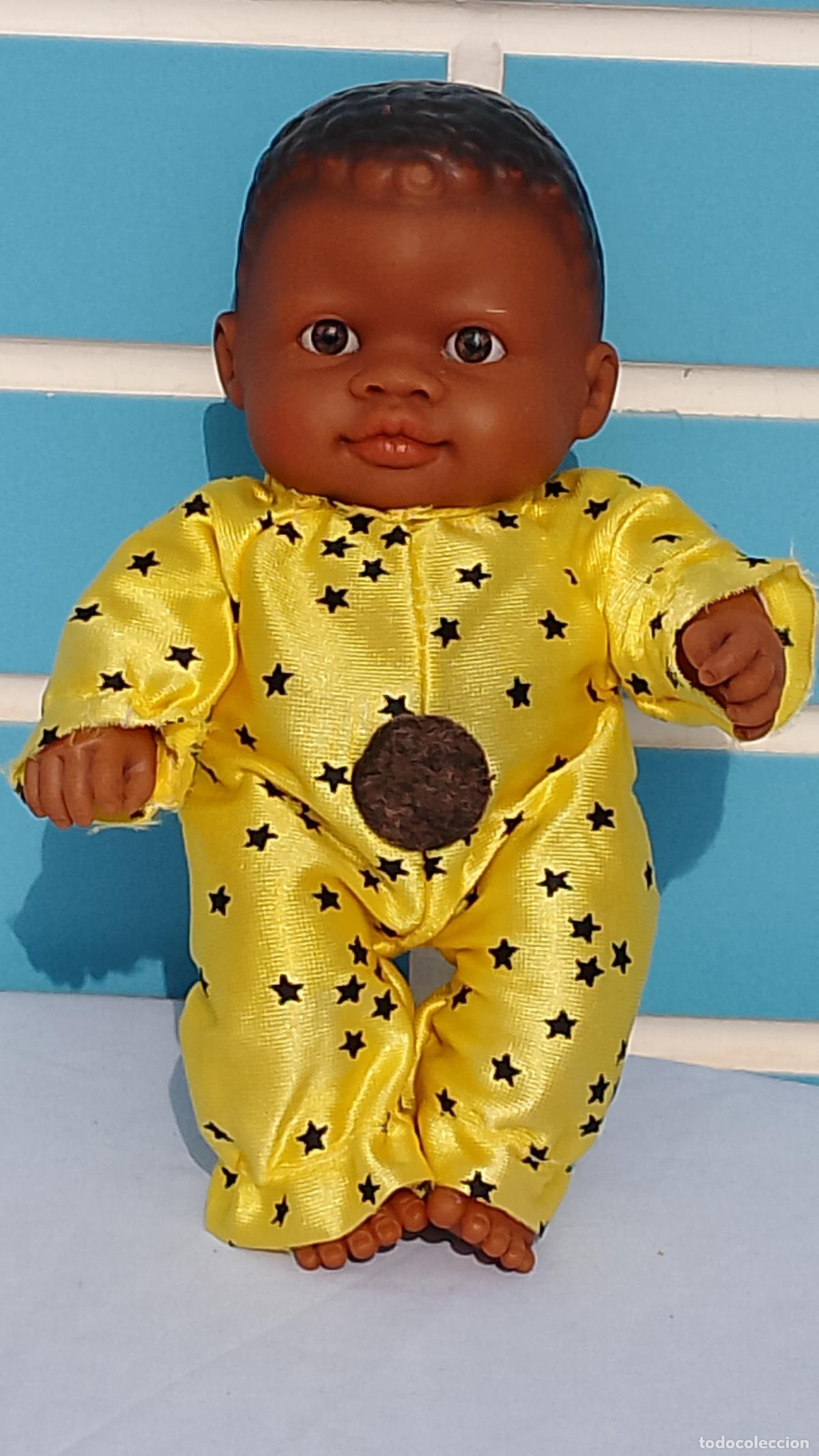 Mu&ntilde;ecas Espa&ntilde;olas Modernas: Antiguo mu&ntilde;eco beb&eacute; negro Olmo de Los Peques de Paola Reina de 20 cm