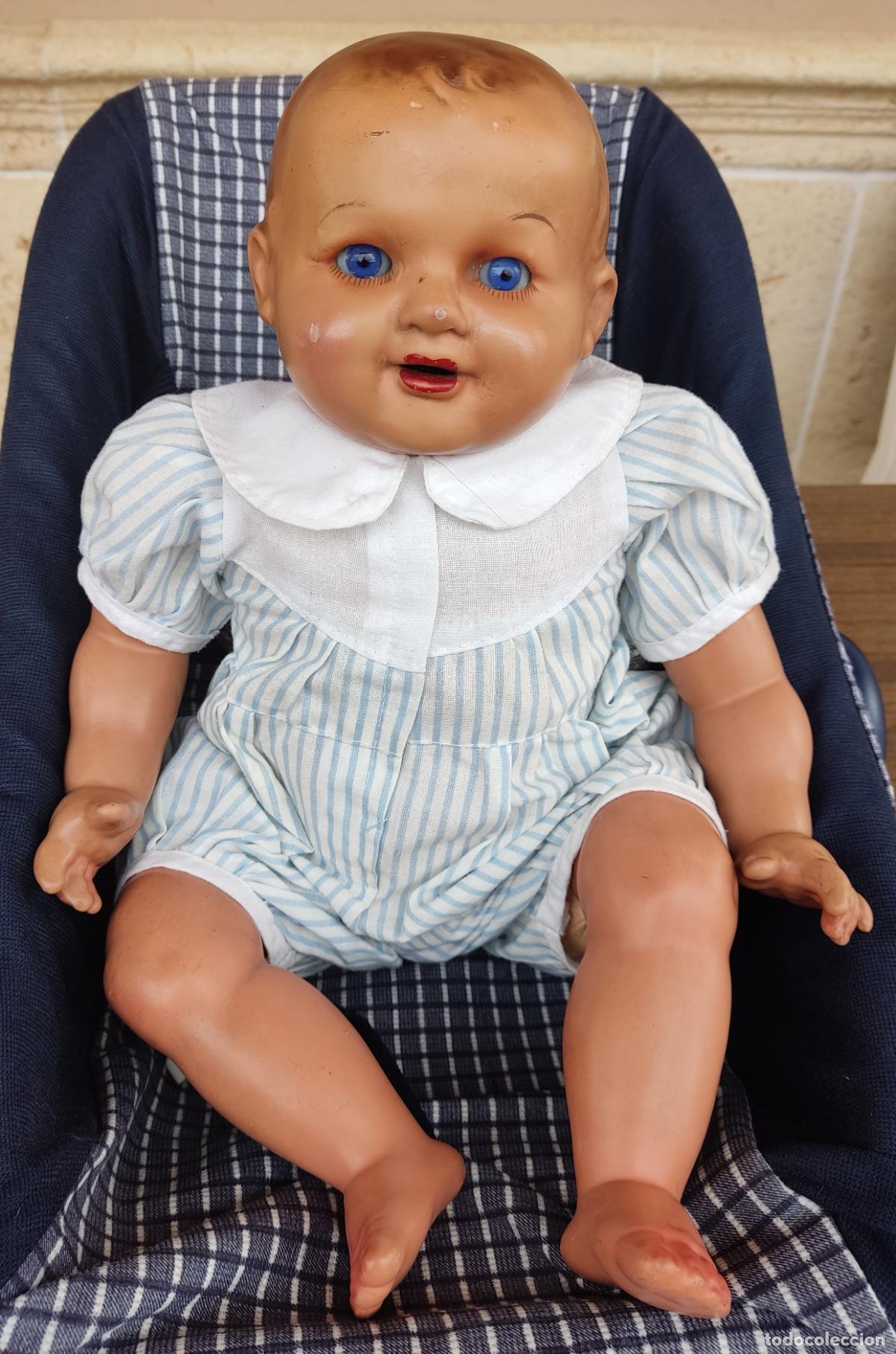 Moderne spanische Puppen: Mu&ntilde;eco de cer&aacute;mica y relleno tipo paja de Valls, a&ntilde;os 40.