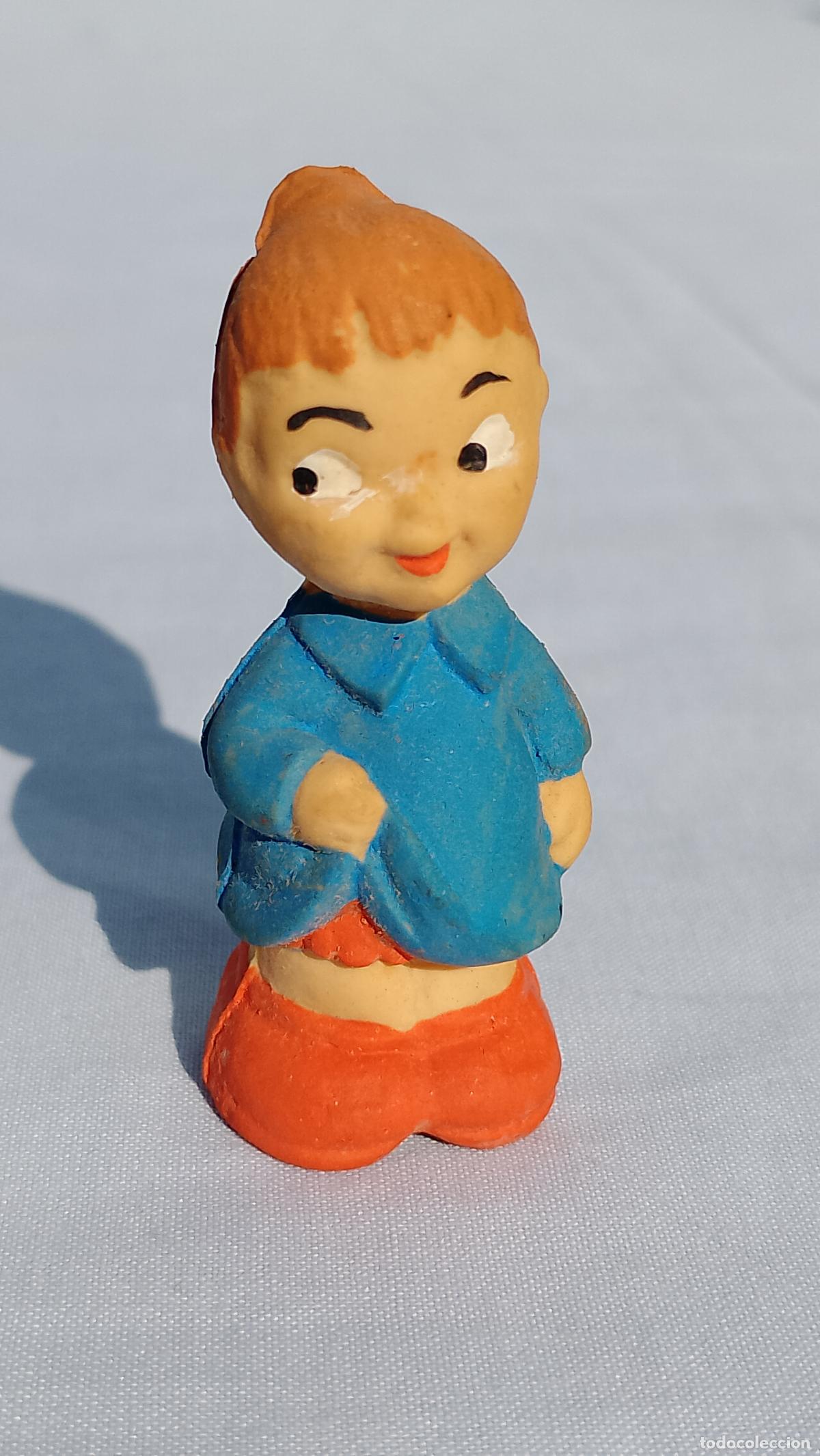 Mu&ntilde;ecas Espa&ntilde;olas Modernas: Antiguo mu&ntilde;eco de goma l&aacute;tex Ni&ntilde;a que pita, en miniatura