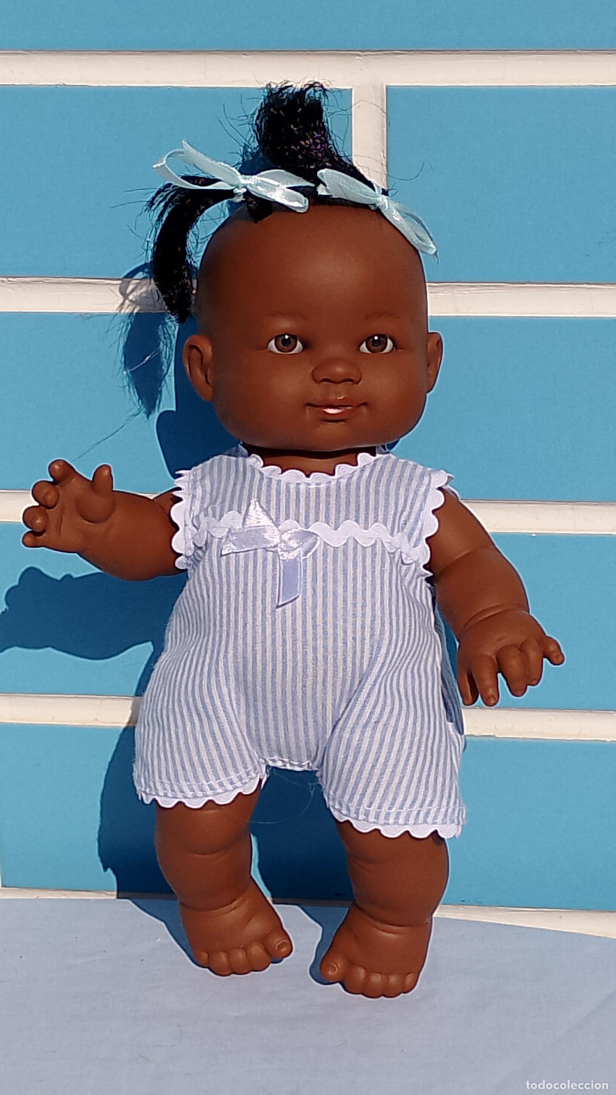 Poup&eacute;es Espagnoles Modernes: Antigua mu&ntilde;eca beb&eacute; negra Arias de goma