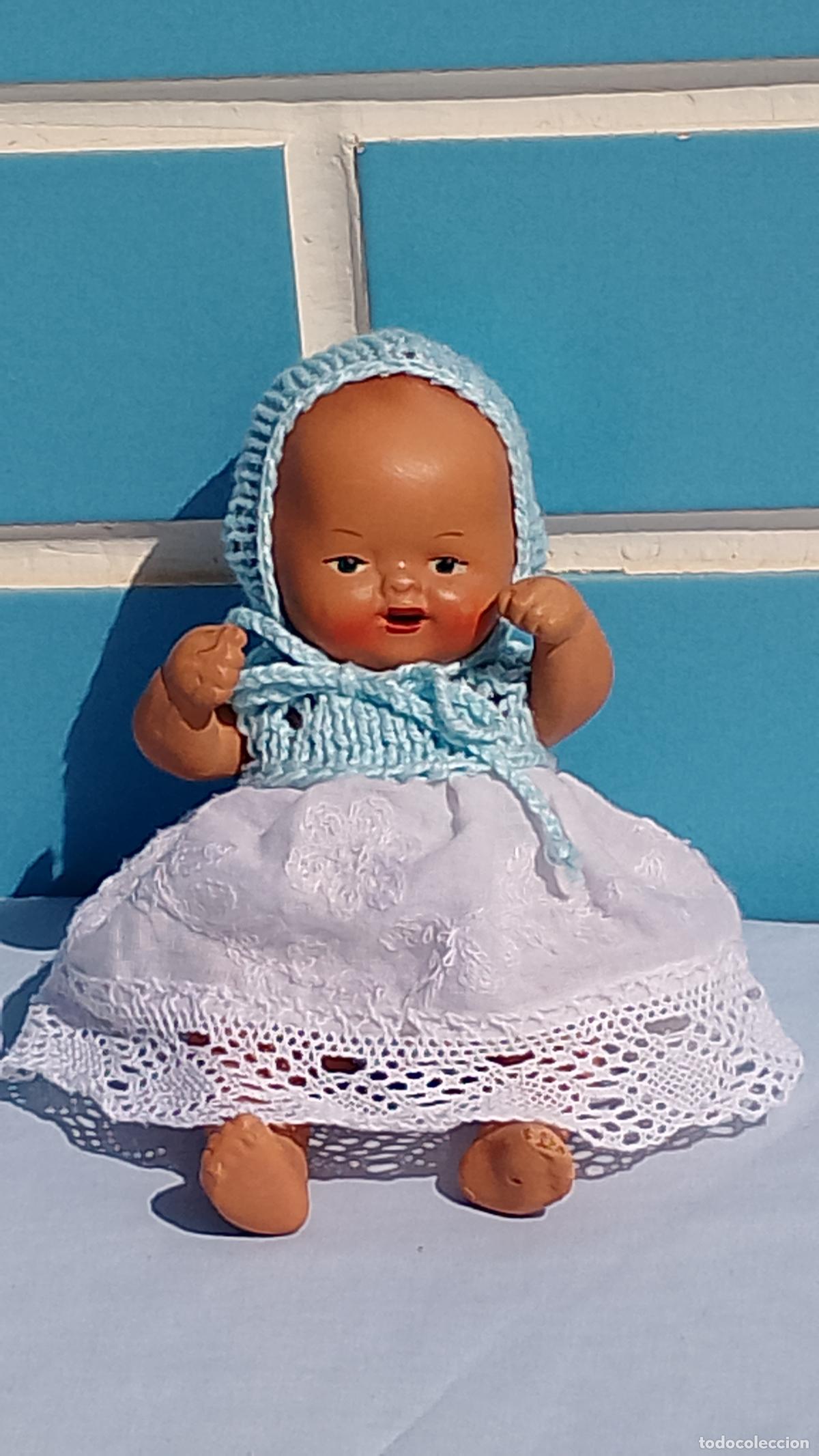 Mu&ntilde;ecas Espa&ntilde;olas Modernas: Antiguo mu&ntilde;eco beb&eacute; de terracota de marca SV Salvador Valls