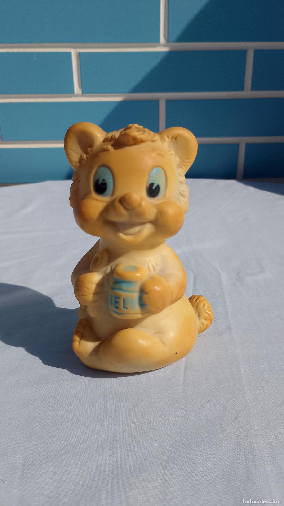 Mu&ntilde;ecas Espa&ntilde;olas Modernas: Antiguo mu&ntilde;eco juguete de goma Oso osito con tarro de miel