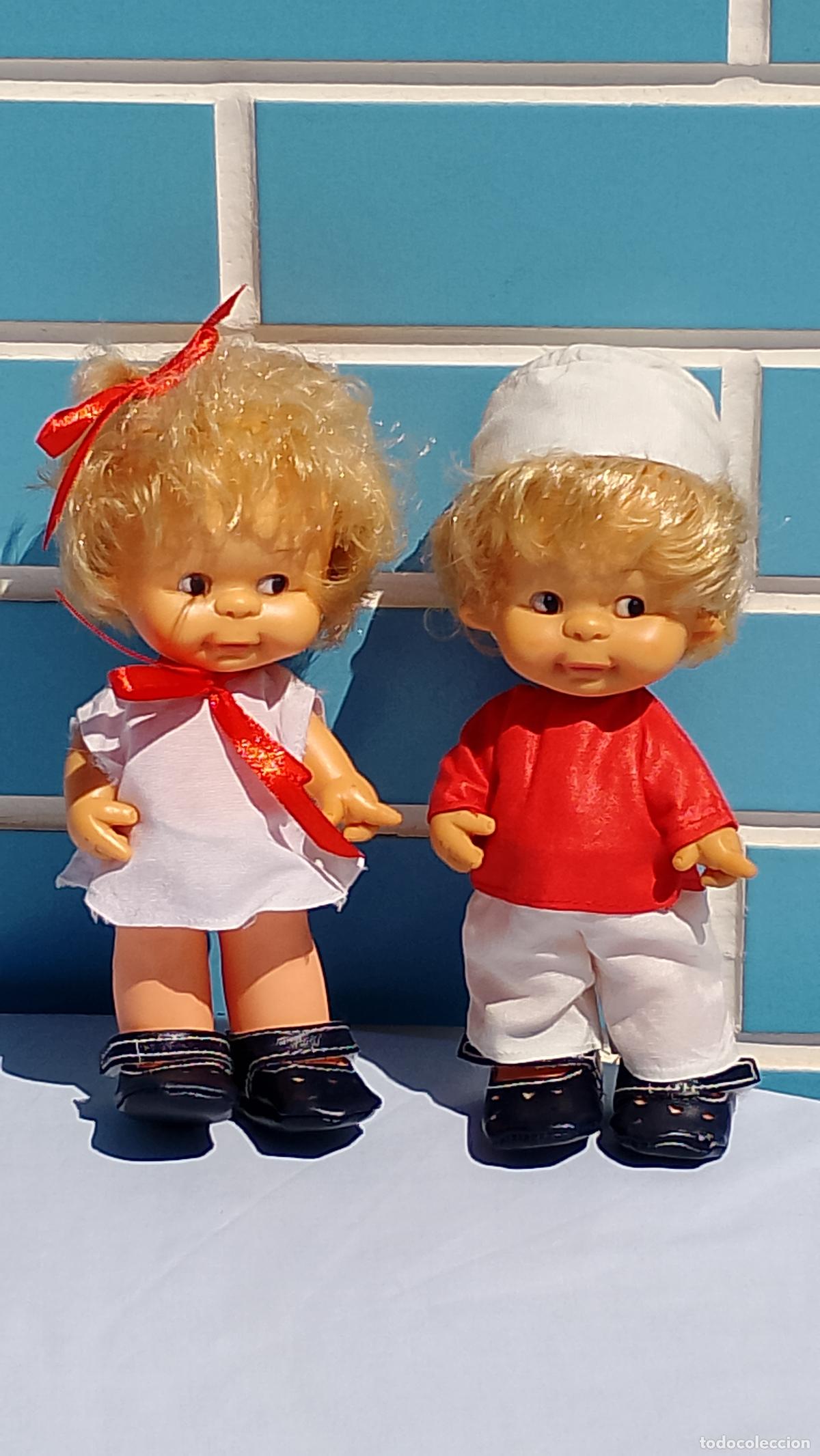 Mu&ntilde;ecas Espa&ntilde;olas Modernas: Antigua pareja de mu&ntilde;ecos Clavitos ni&ntilde;o y ni&ntilde;a de b.b.