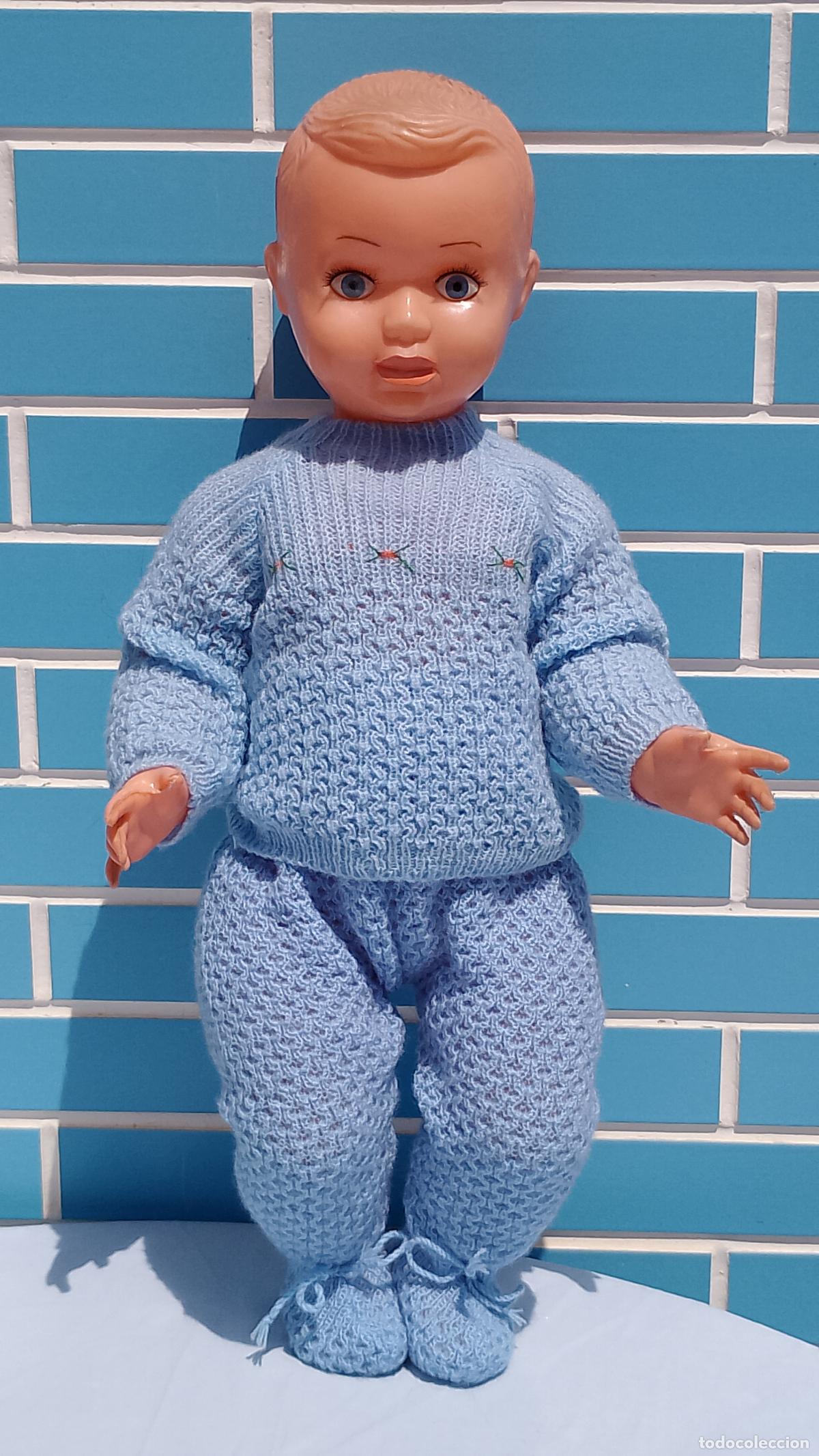Mu&ntilde;ecas Espa&ntilde;olas Modernas: Antiguo mu&ntilde;eco beb&eacute; de pl&aacute;stico inflado de los a&ntilde;os 60 de 60 cm