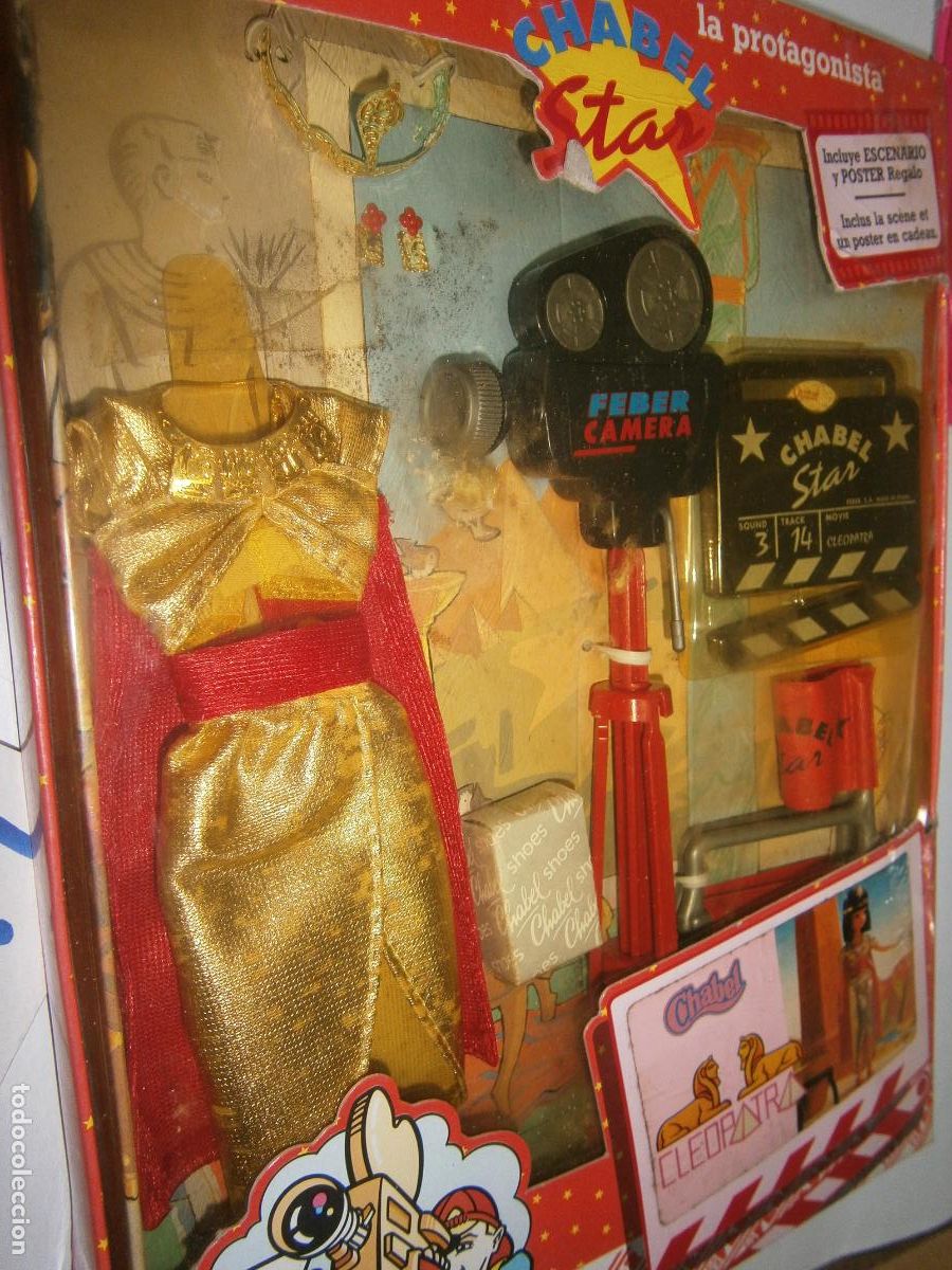 Mu&ntilde;ecas espa&ntilde;olas modernas: ANTIGUO SET CONJUNTO CLEOPATRA CON COMPLEMENTOS DIVERSOS NUEVOS SIN USAR CON POSTER - Foto 2