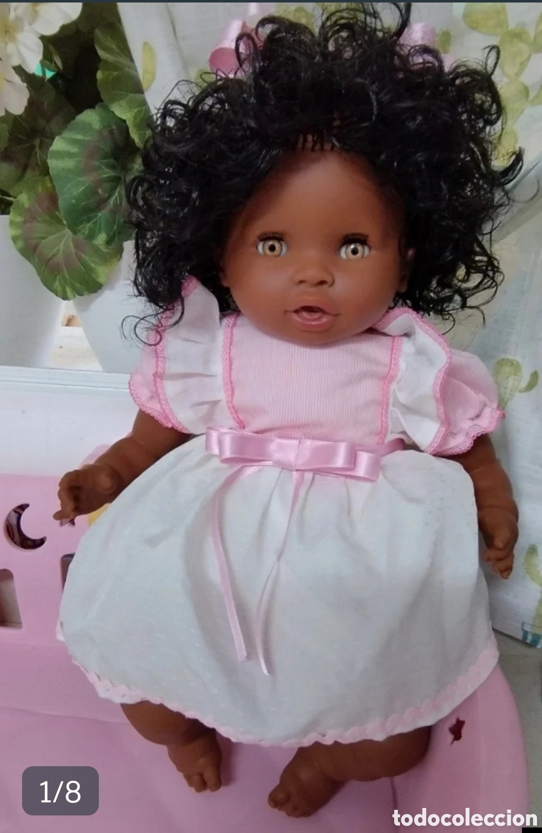 Mu&ntilde;ecas Espa&ntilde;olas Modernas: Mu&ntilde;eca Afroamericana Vintage Vicma Ellita de 16&rdquo; 40 cm