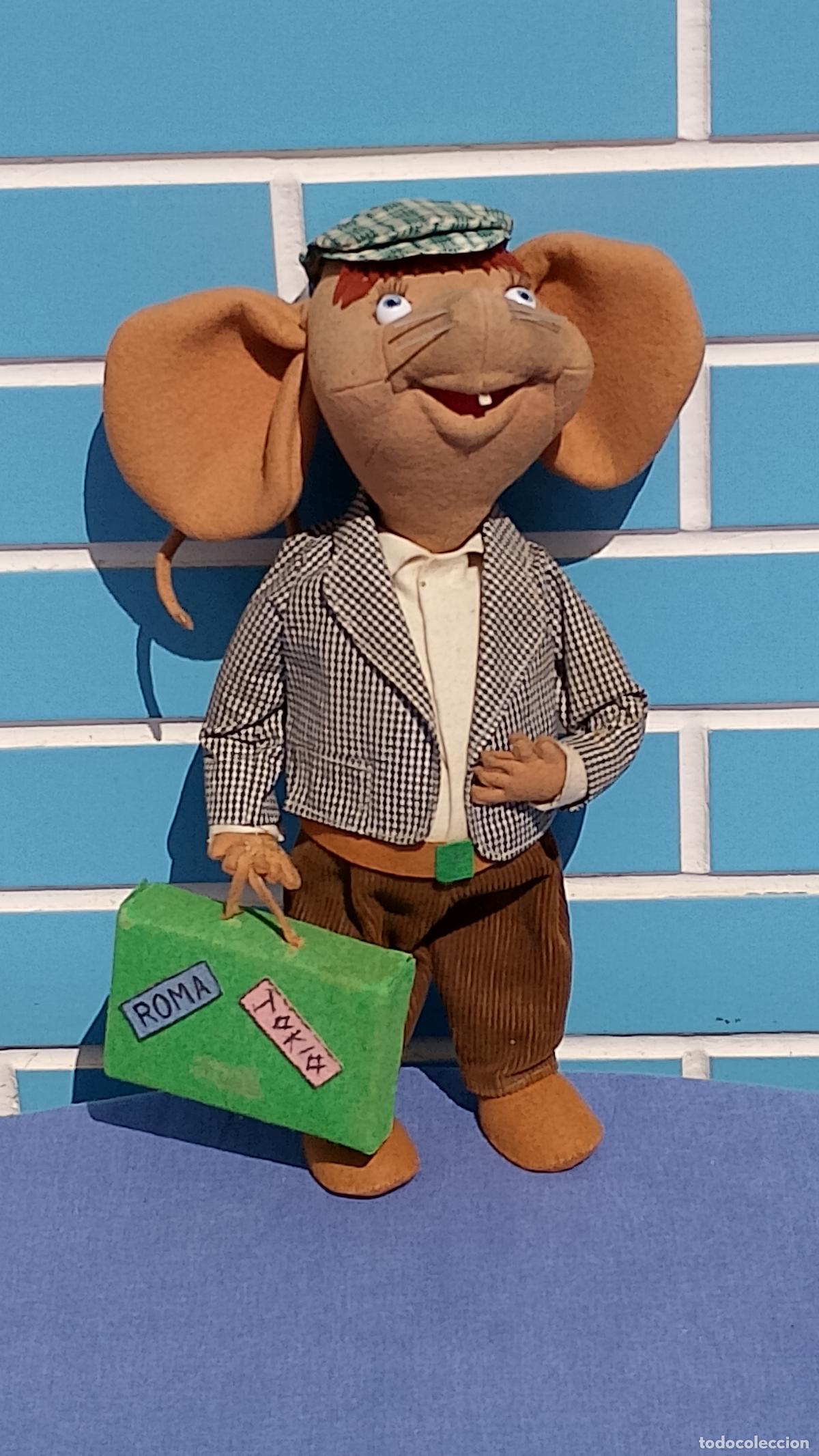 Mu&ntilde;ecas Espa&ntilde;olas Modernas: Antiguo mu&ntilde;eco de fieltro Topo Gigio viajero de Lenci, de los a&ntilde;os 50