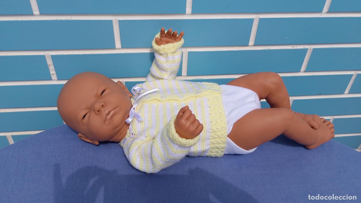 Mu&ntilde;ecas Espa&ntilde;olas Modernas: Antiguo mu&ntilde;eco beb&eacute; mulato reci&eacute;n nacido realista The doll factory Europe, estilo Berjusa