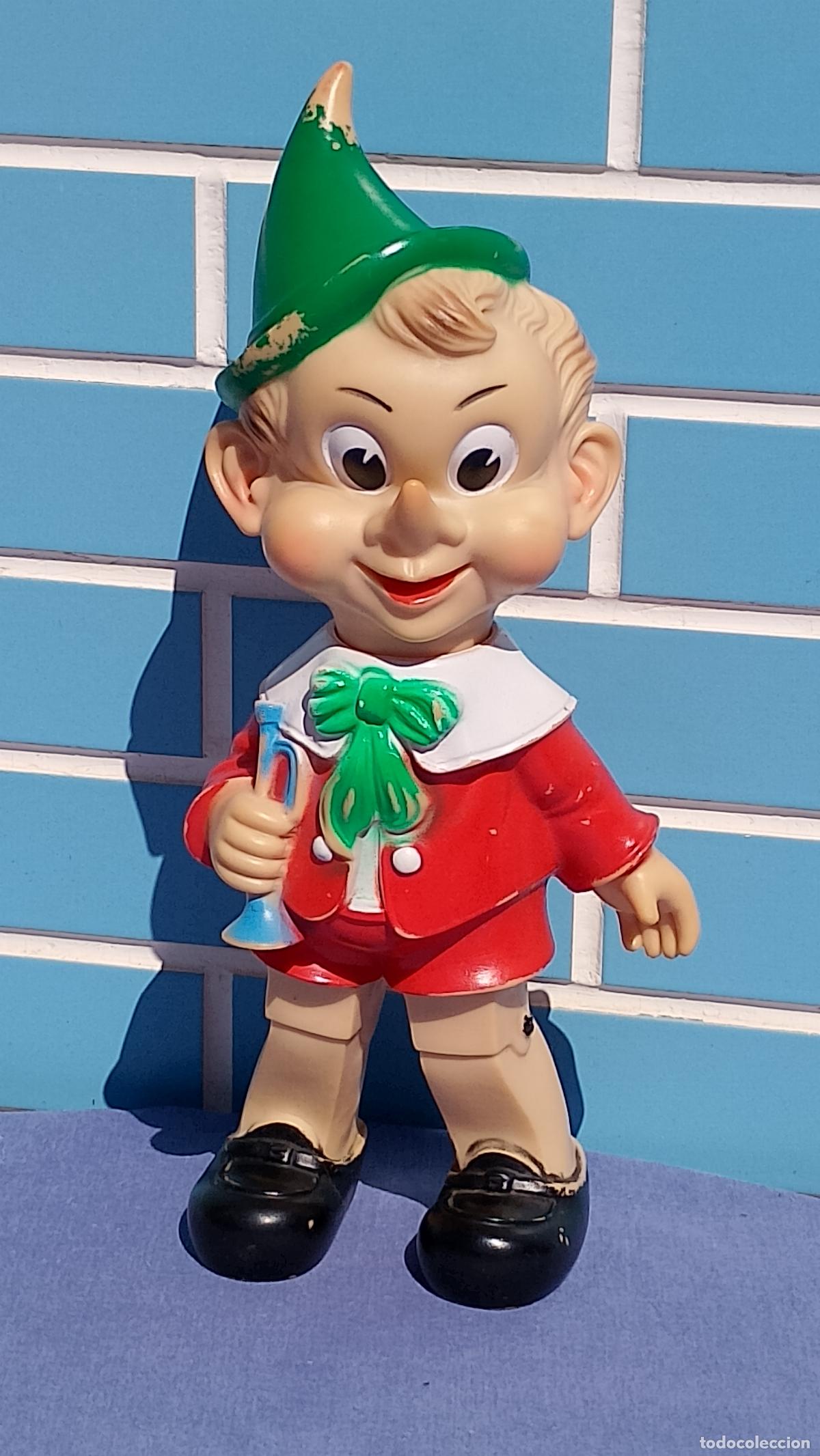 Mu&ntilde;ecas Espa&ntilde;olas Modernas: Antiguo mu&ntilde;eco de goma italiano Pinocho de marca Ledra