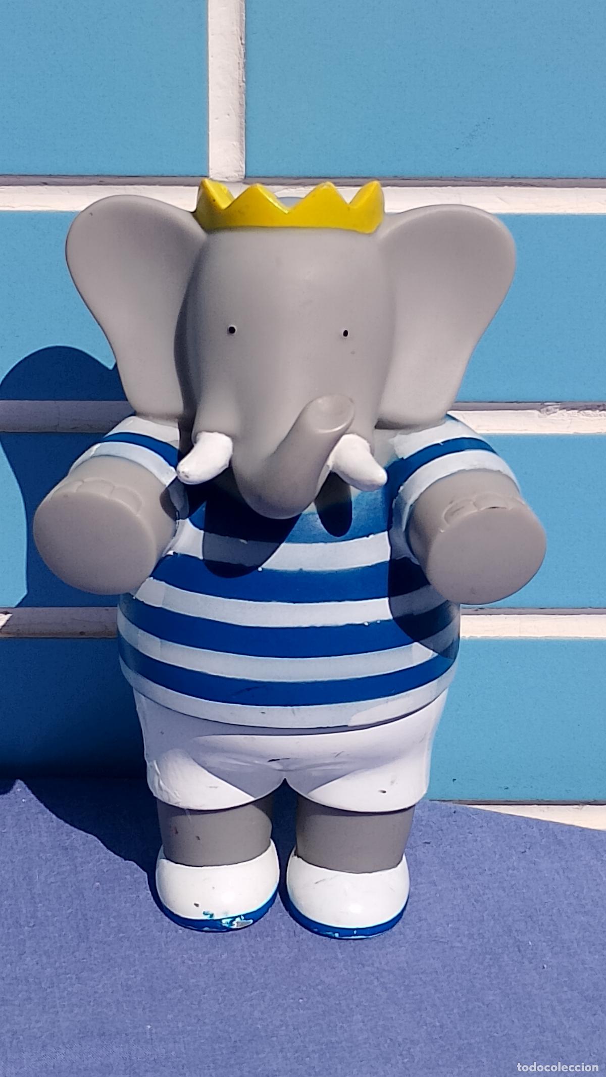 Mu&ntilde;ecas Espa&ntilde;olas Modernas: Antiguo mu&ntilde;eco elefante rey Babar de goma dura