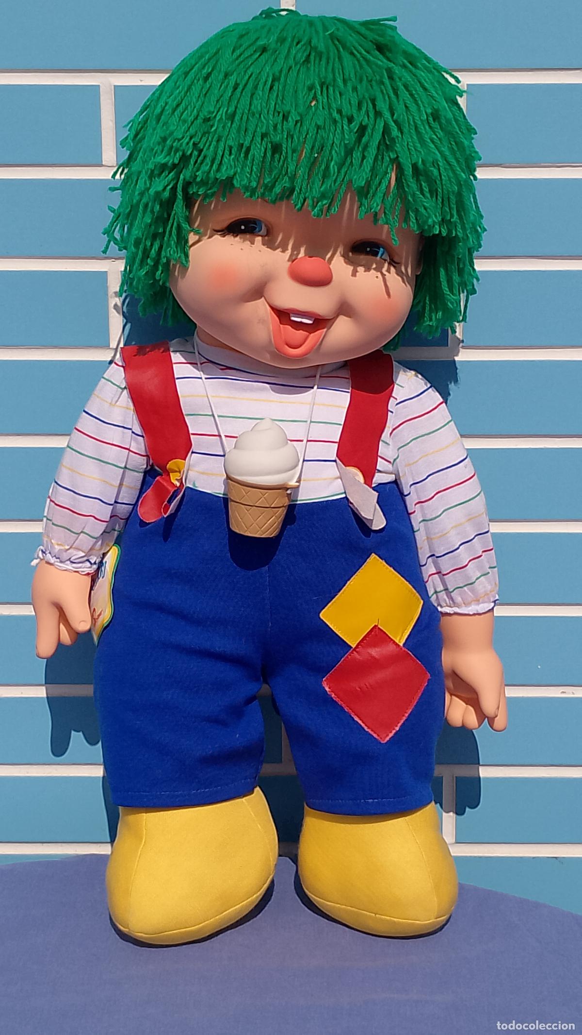 Mu&ntilde;ecas Espa&ntilde;olas Modernas: Antiguo mu&ntilde;eco grande Puffy de Jesmar Ice Cream Doll estilo Chochona con helado, de 67 cm