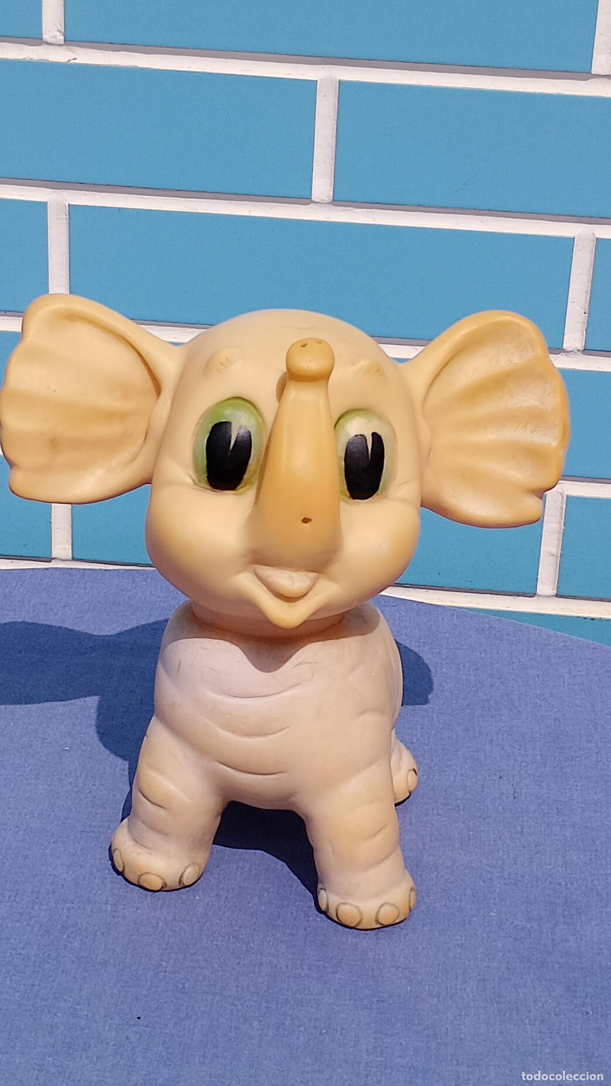 Mu&ntilde;ecas Espa&ntilde;olas Modernas: Antiguo mu&ntilde;eco juguete de goma elefante Dumbo de Jugasa, a&ntilde;os 70