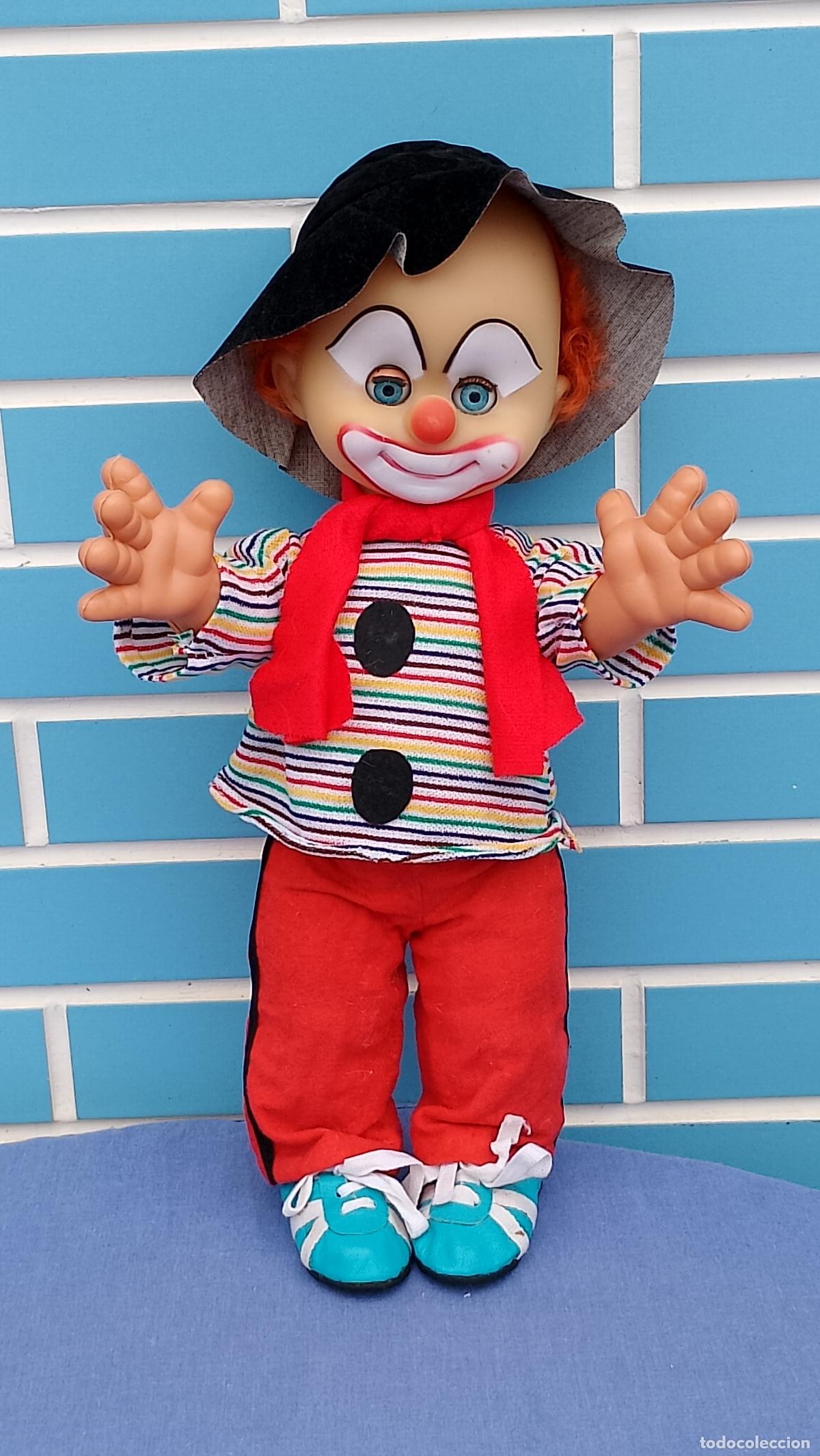 Mu&ntilde;ecas Espa&ntilde;olas Modernas: Antiguo mu&ntilde;eco Payaso de 40 cm, a&ntilde;os 70